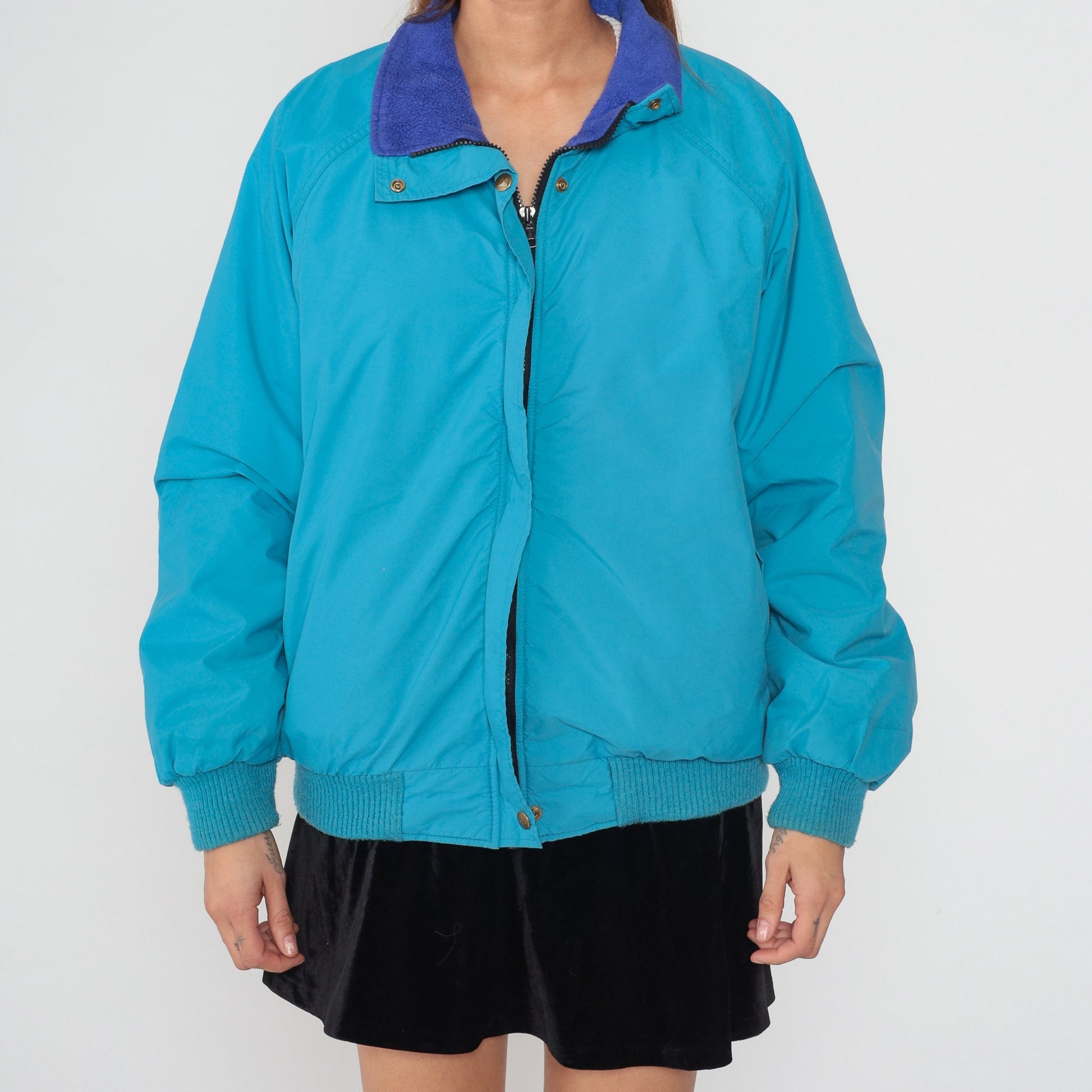 90s REI Goretex Windbreaker Jacket Blue Fleece Lined Large