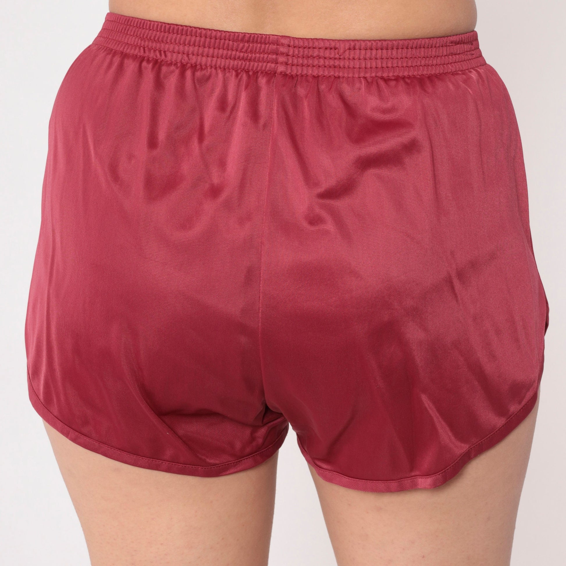 80s Soffe Gym Shorts Raspberry Red High-Waist Dolphin Cut Small