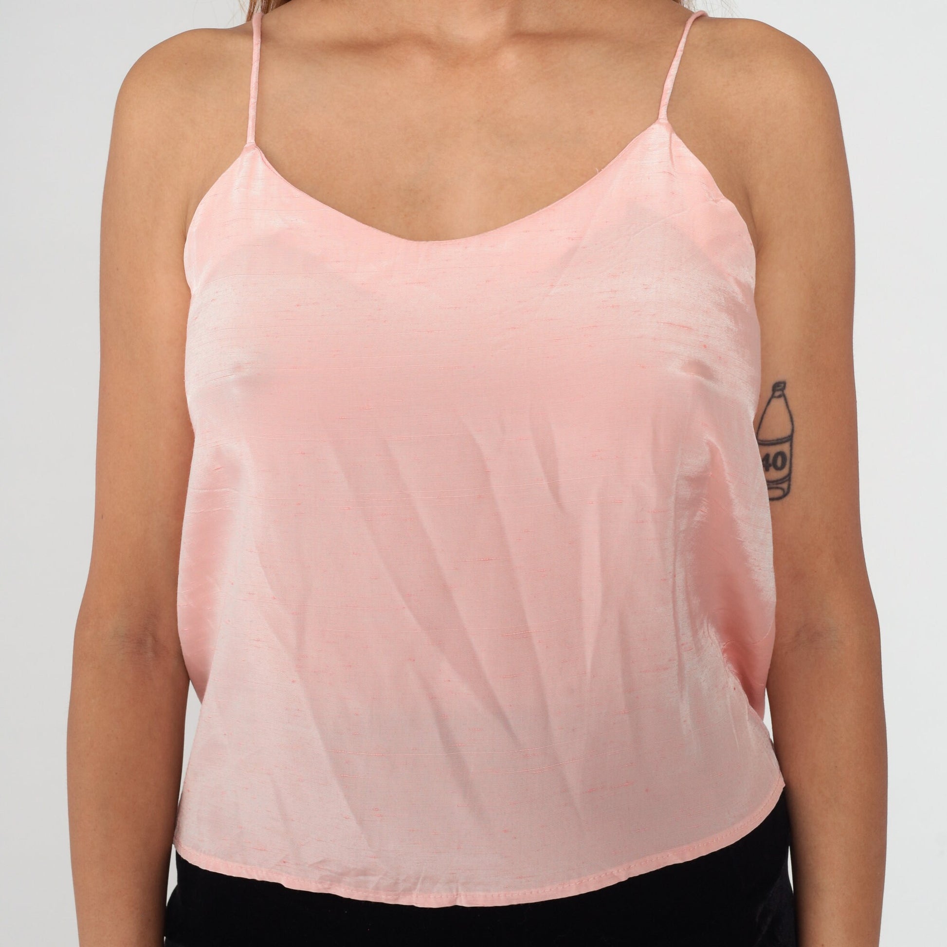 Vintage Pink Acetate Rayon Camisole Scoop Neck Tank Top Medium M