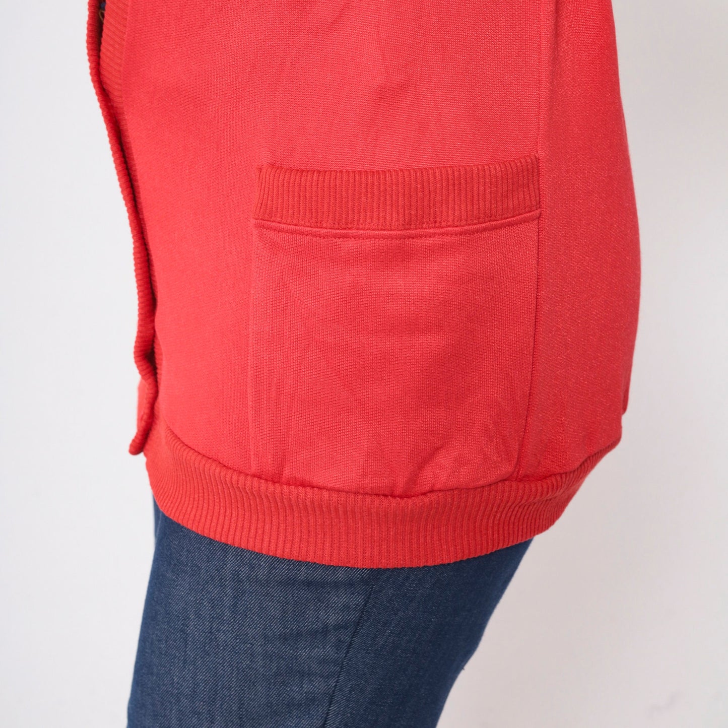 90s Red Cardigan Sweater Button Up Deep V Neck Pockets Medium Large