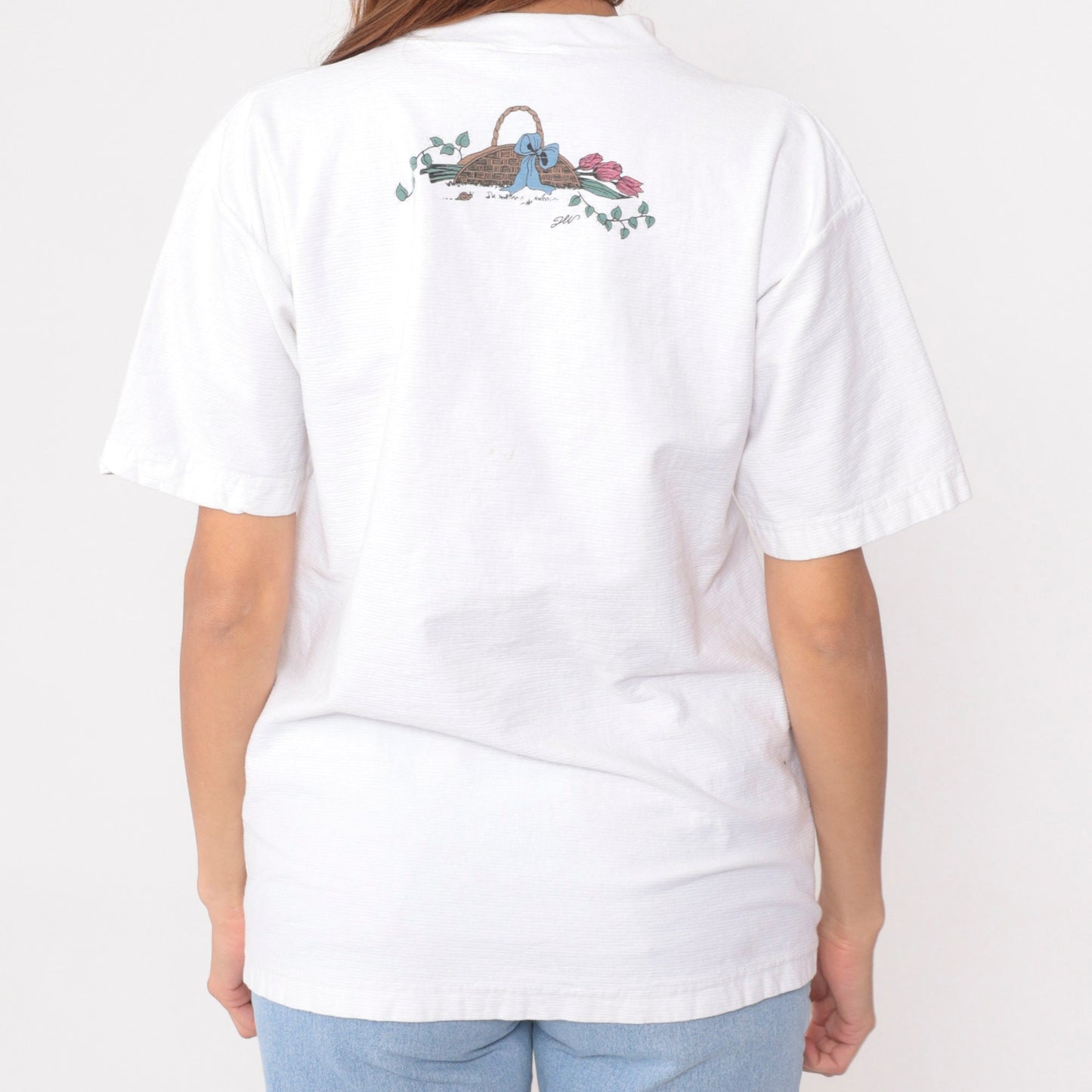 90s Garden Birdhouse Graphic T-Shirt White Cotton Tee Medium