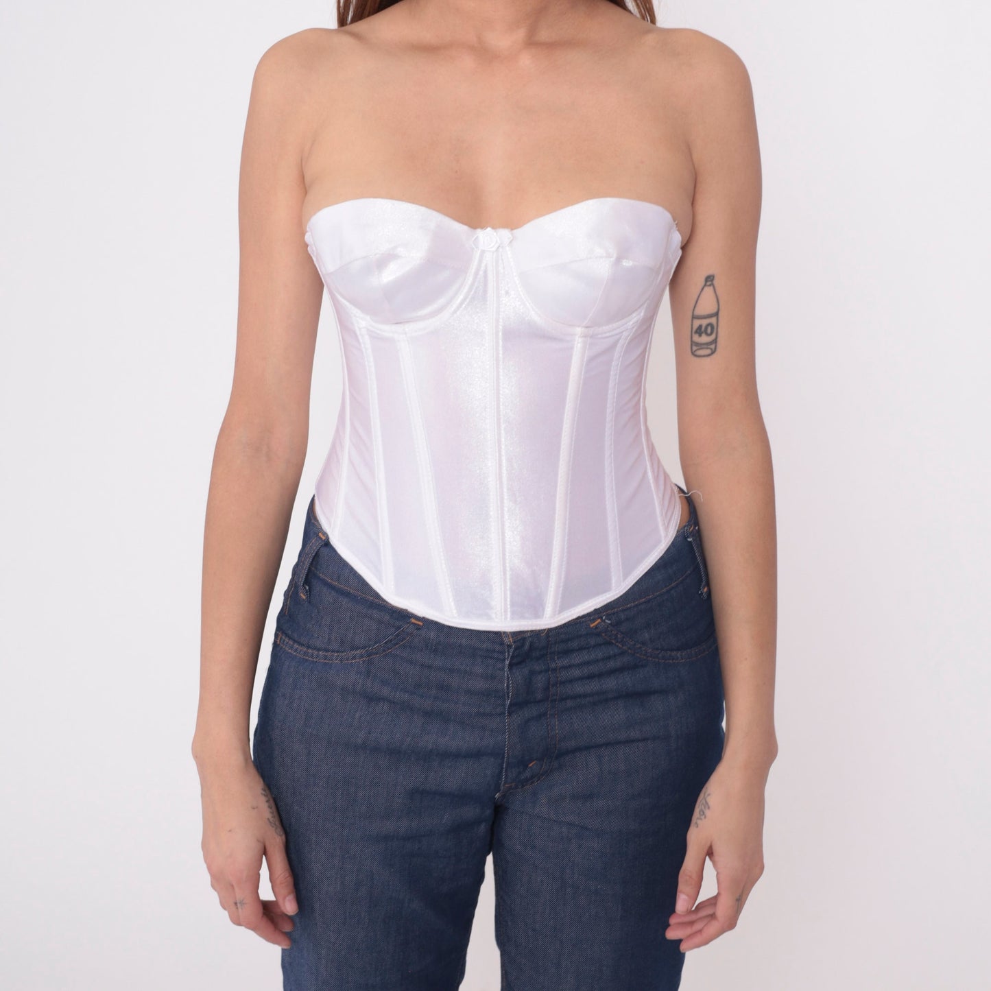 90s Fredericks of Hollywood White Bustier Strapless Corset Top 34B