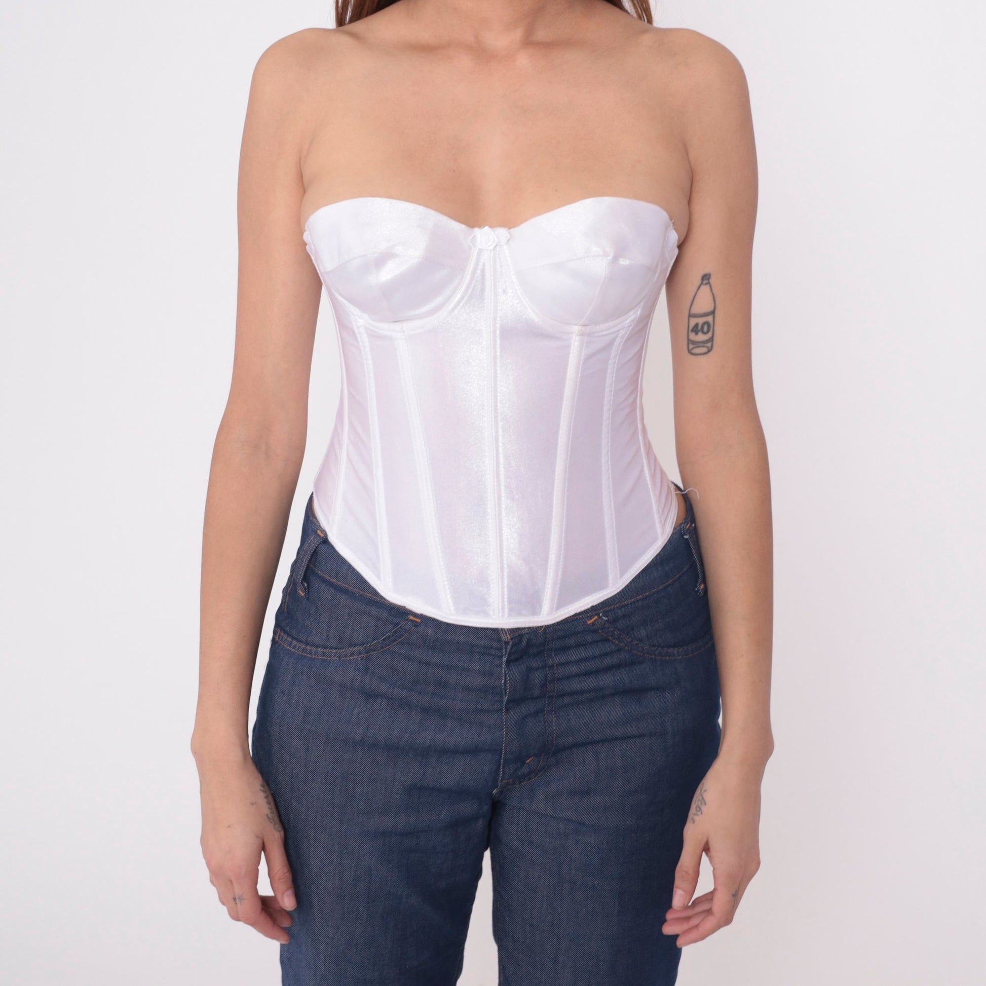 90s Fredericks of Hollywood White Bustier Strapless Corset Top 34B