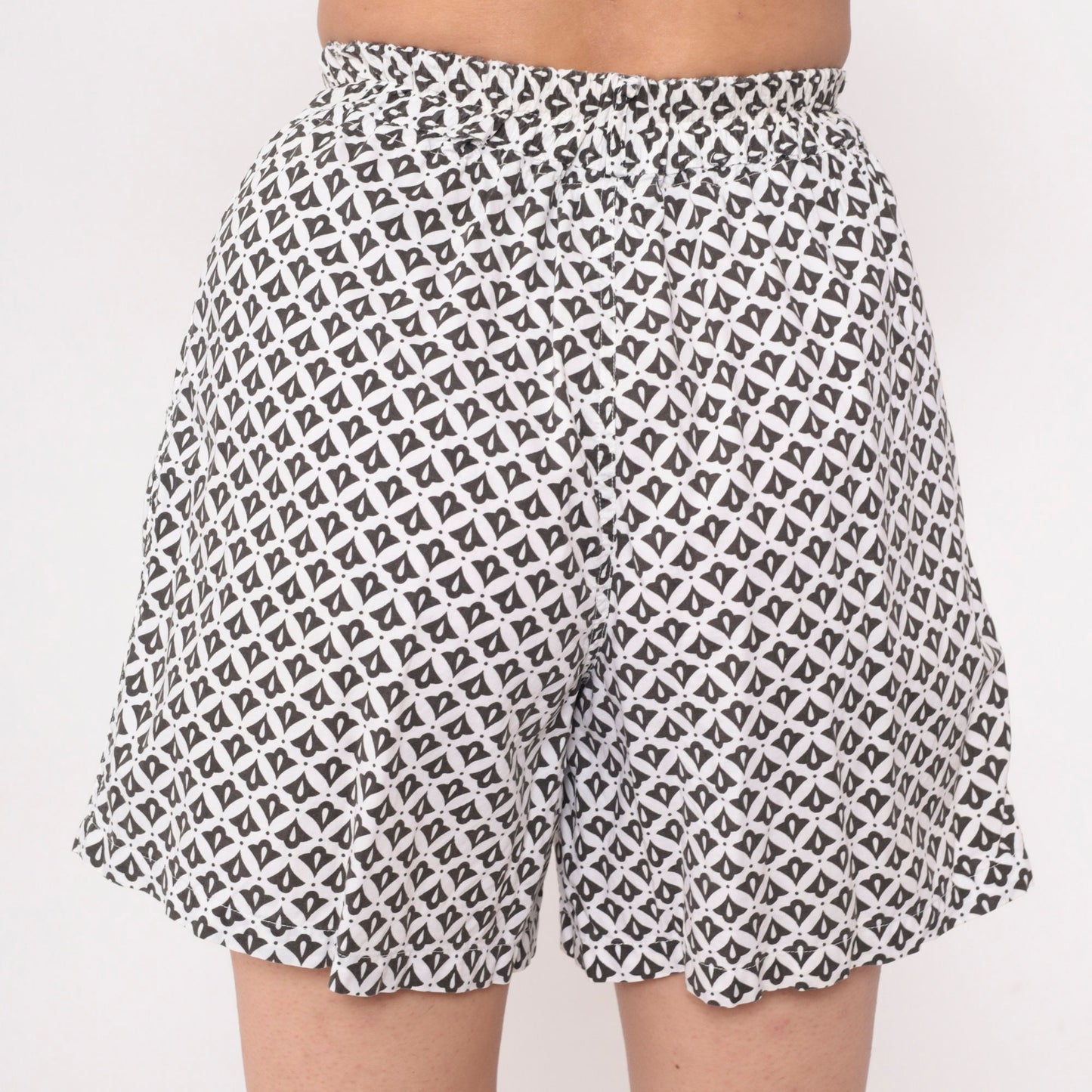 90s Liz Sport Geometric Shorts Black White High-Waist Small