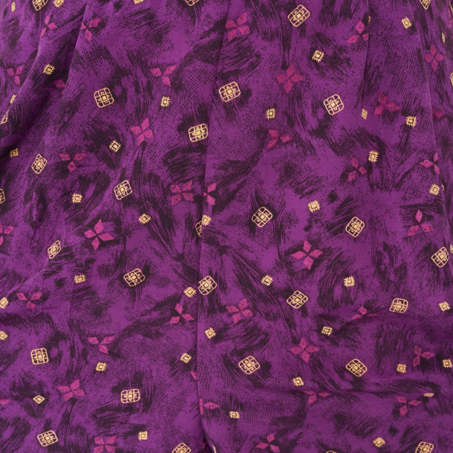 90s Kathie Lee Purple Geometric Leaf Print Romper Keyhole Back Medium Large