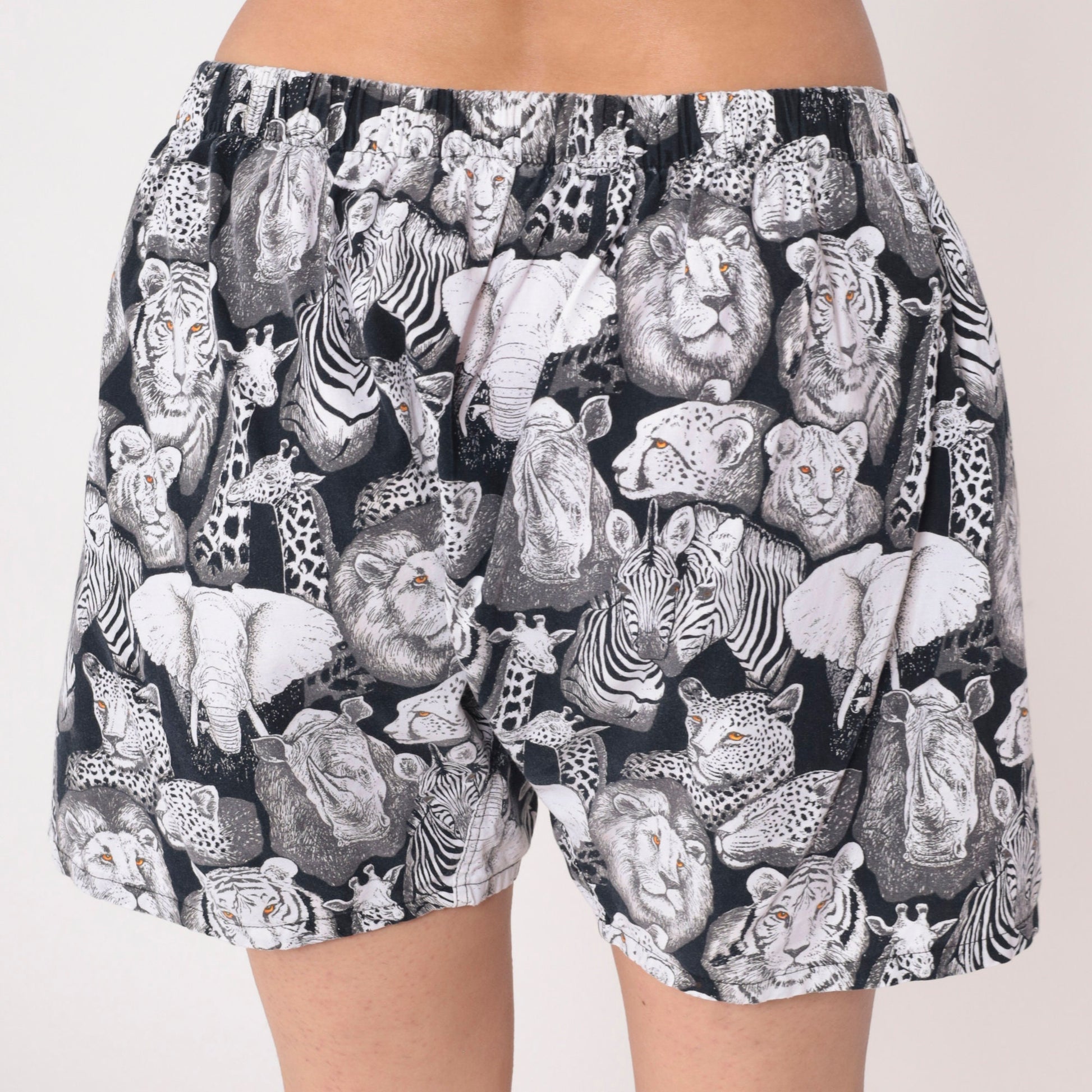 90s Max Boxxer Safari Animal Print Boxer Shorts Black Medium M