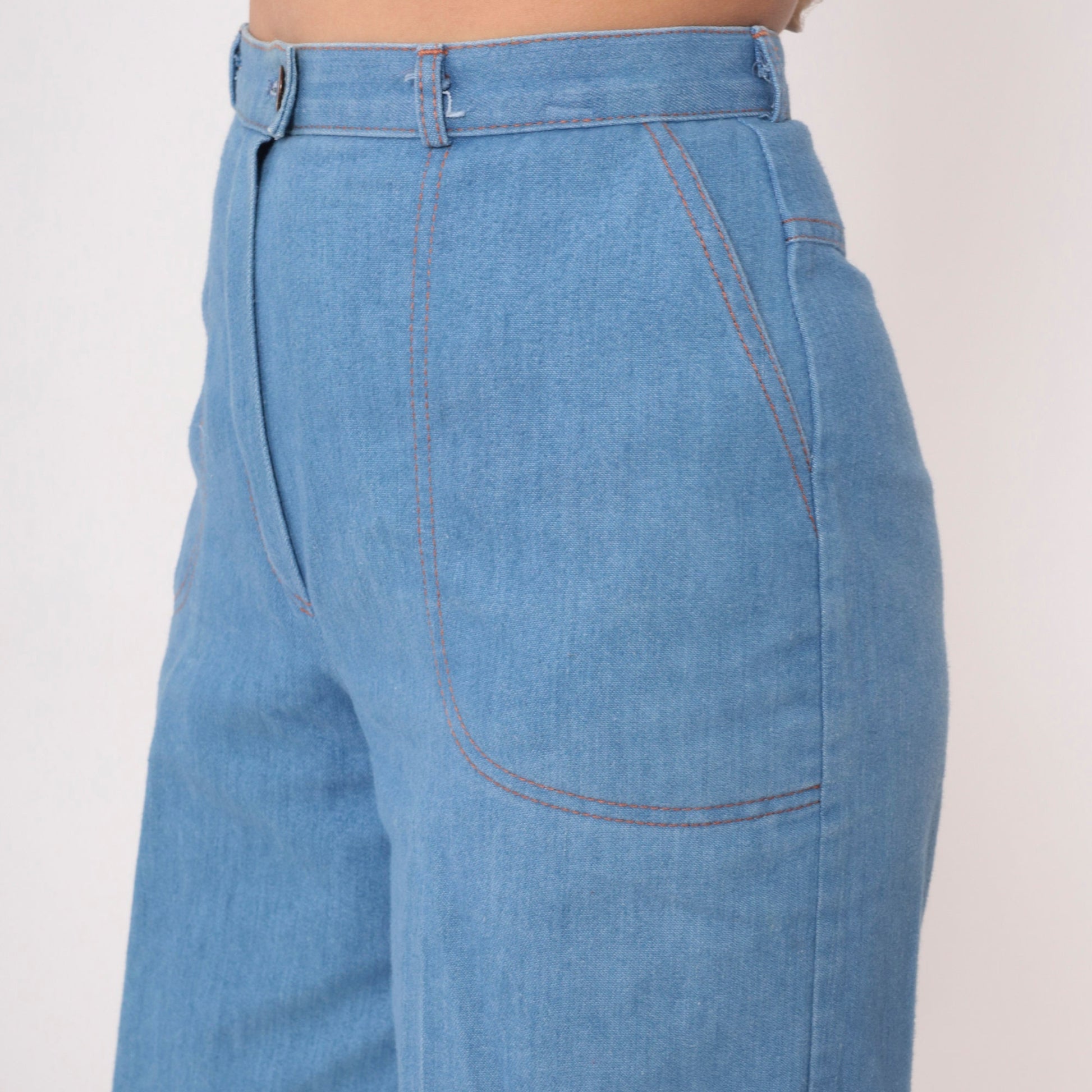 80s Tanjay Blue Denim Bermuda Shorts High Waist Cuffed Small