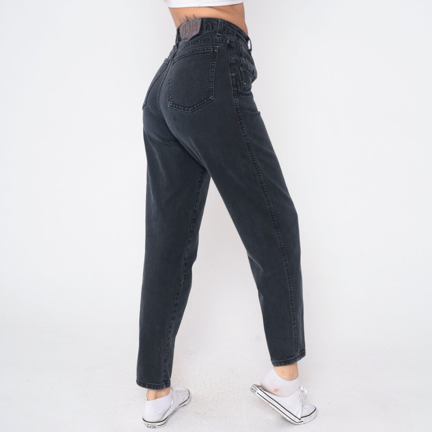 90s Zena High Rise Mom Jeans Faded Black Denim Small