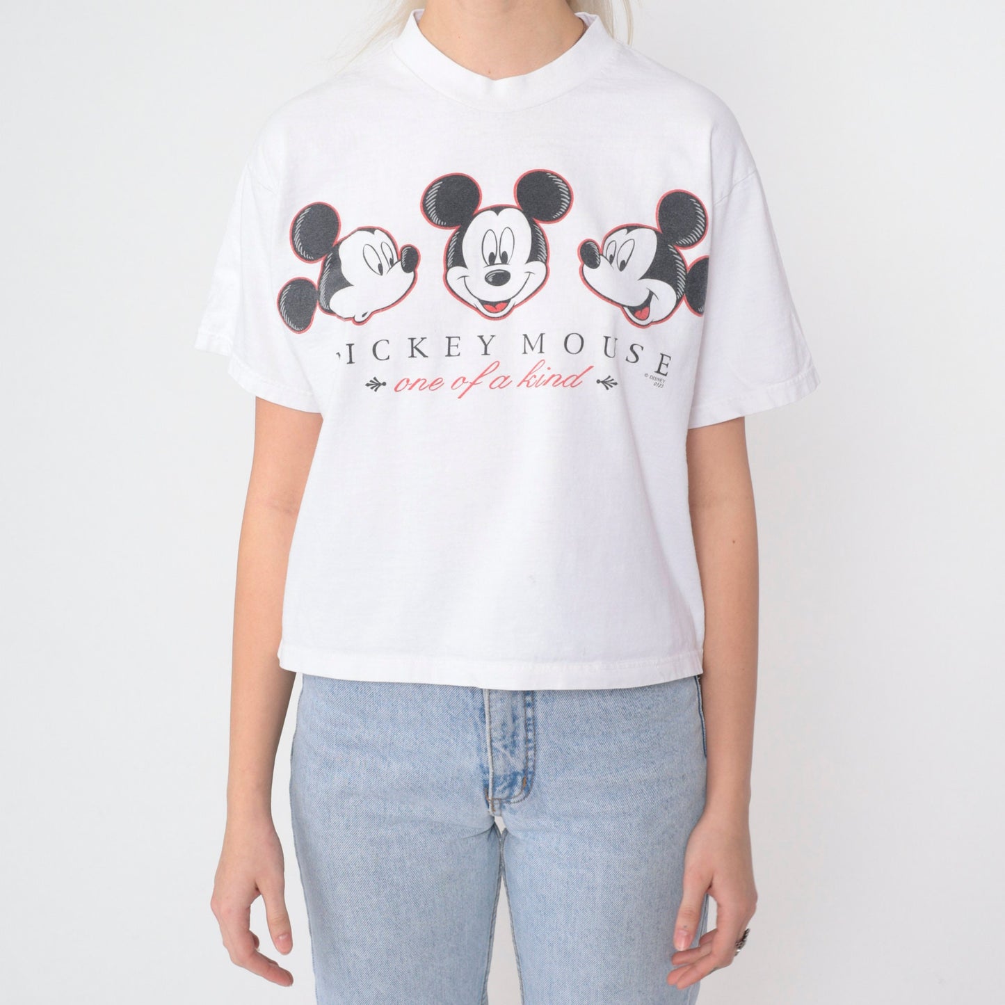 90s Mickey Mouse Graphic T-Shirt Jerry Leigh Cotton Crop Tee Medium