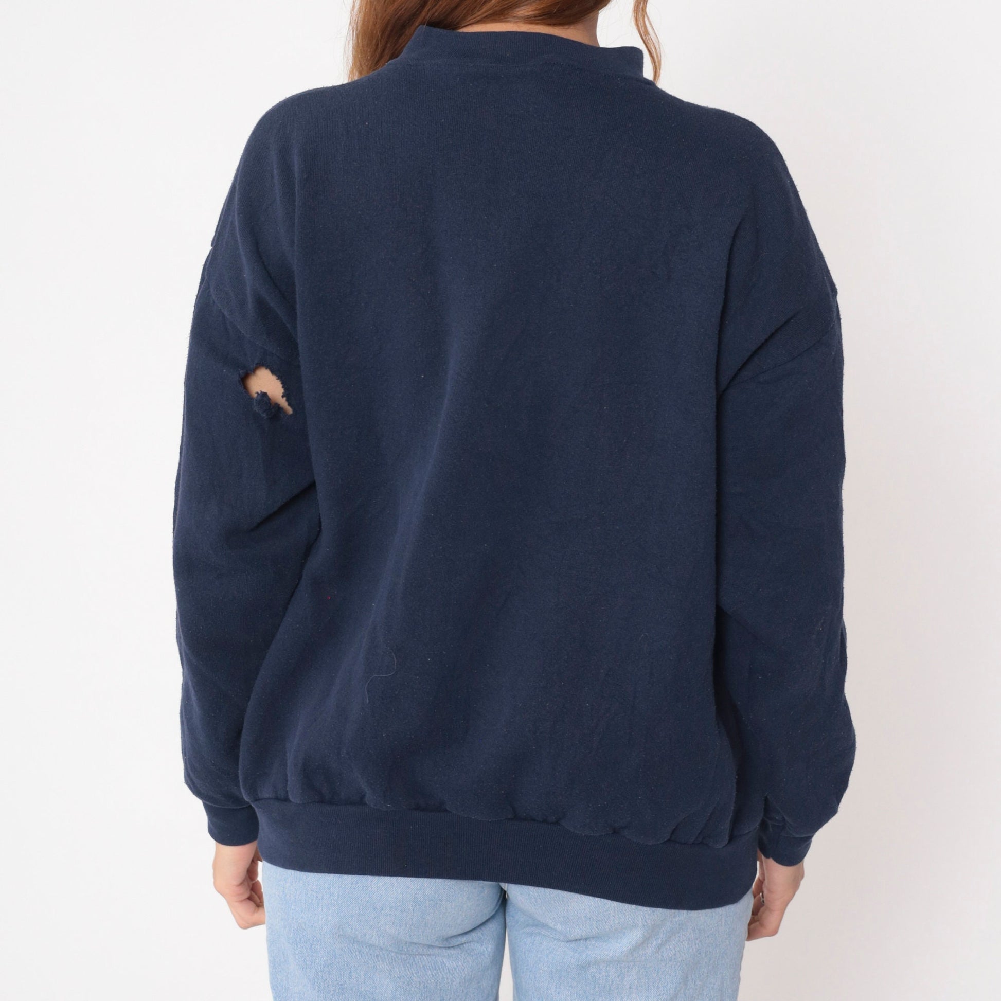 90s Minnesota Moose Embroidered Navy Sweatshirt Crewneck Pullover Large L