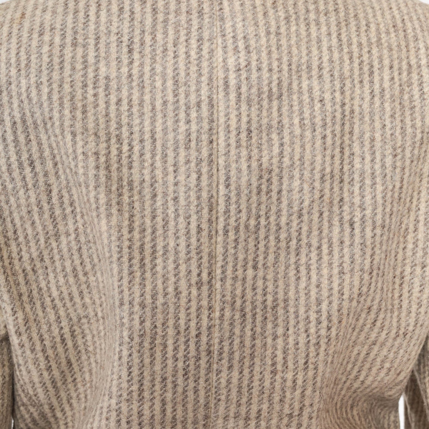 80s Striped Wool Blend Blazer Grey Beige Tailored Button-Up Small