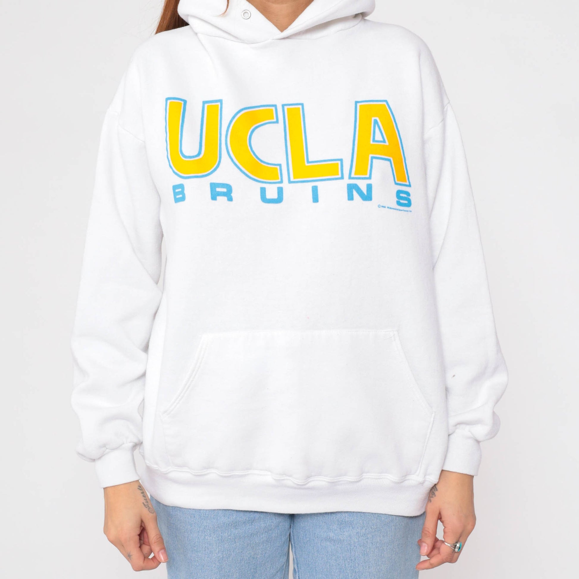 90s UCLA Bruins Hoodie Sweatshirt White Graphic College Large L