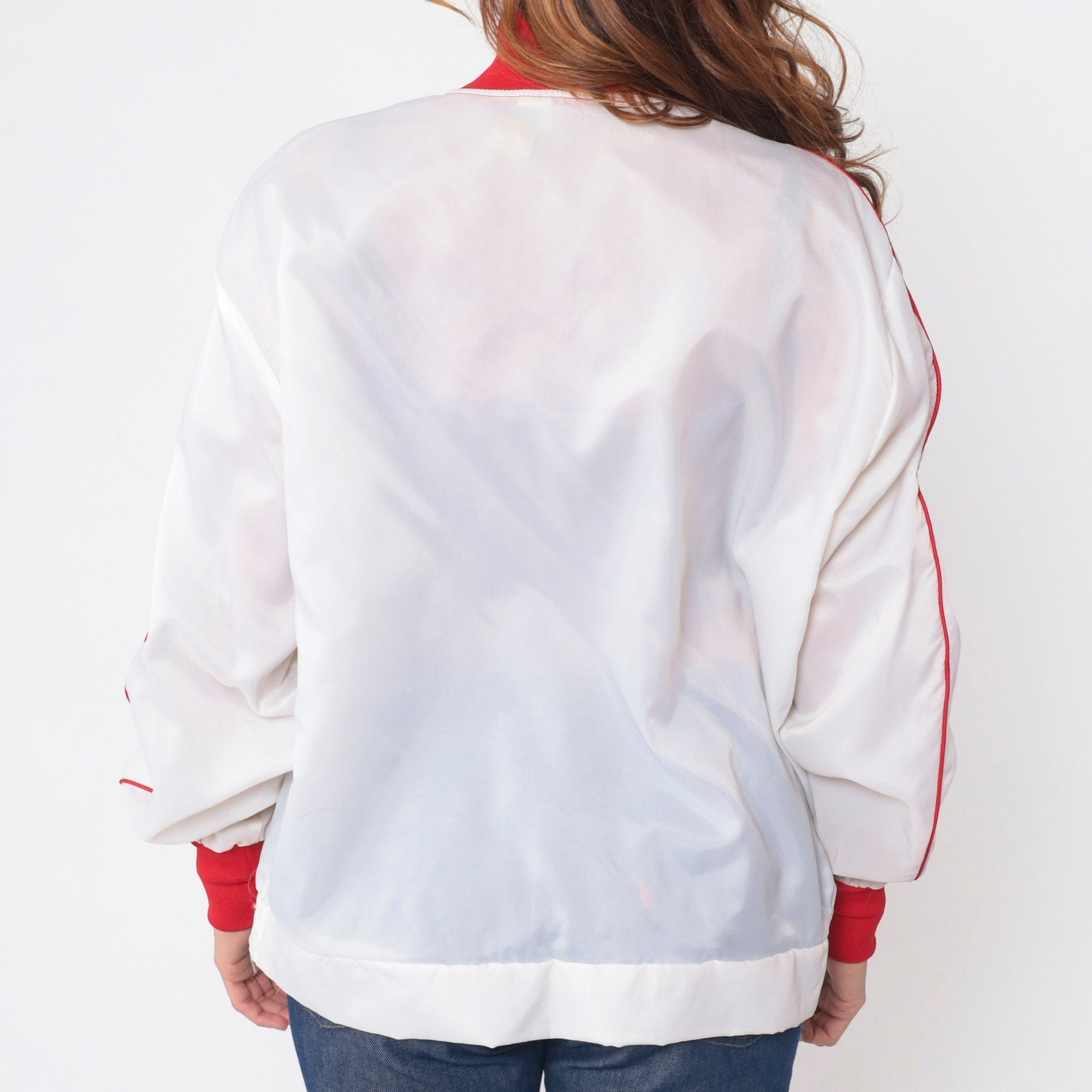 80s SEA President Toni Windbreaker Jacket White Red Striped Extra Large XXL