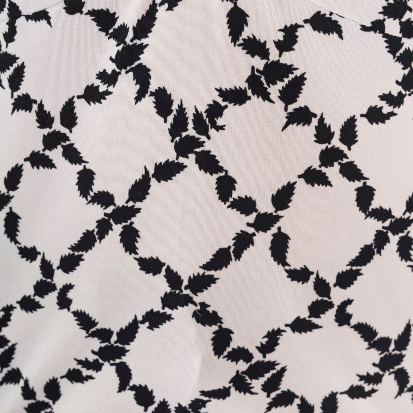 70s Halter Tank Top Black White Leaf Print Racerback Small
