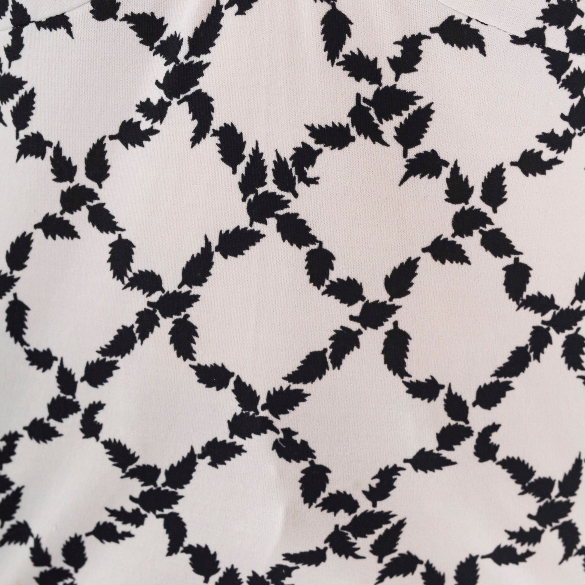 70s Halter Tank Top Black White Leaf Print Racerback Small
