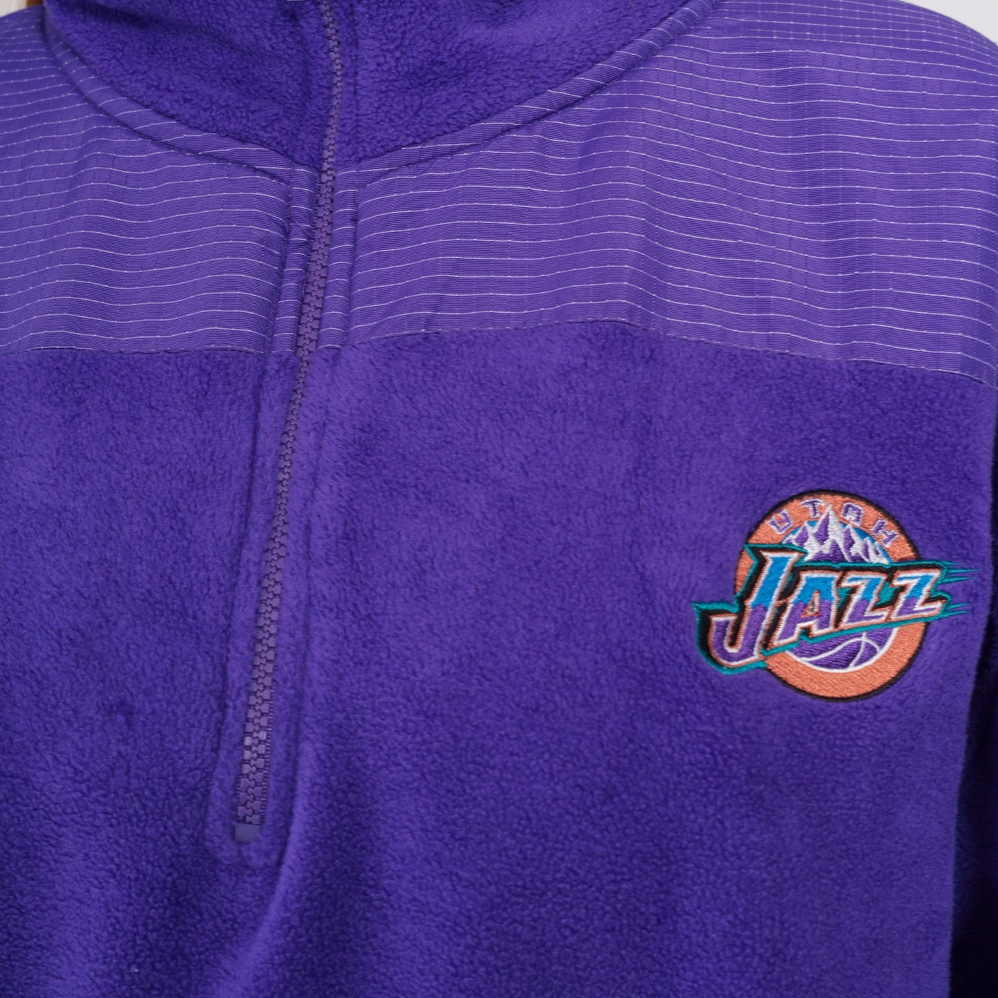 90s Utah Jazz Quarter Zip Fleece Sweatshirt Purple NBA Logo Men's XL