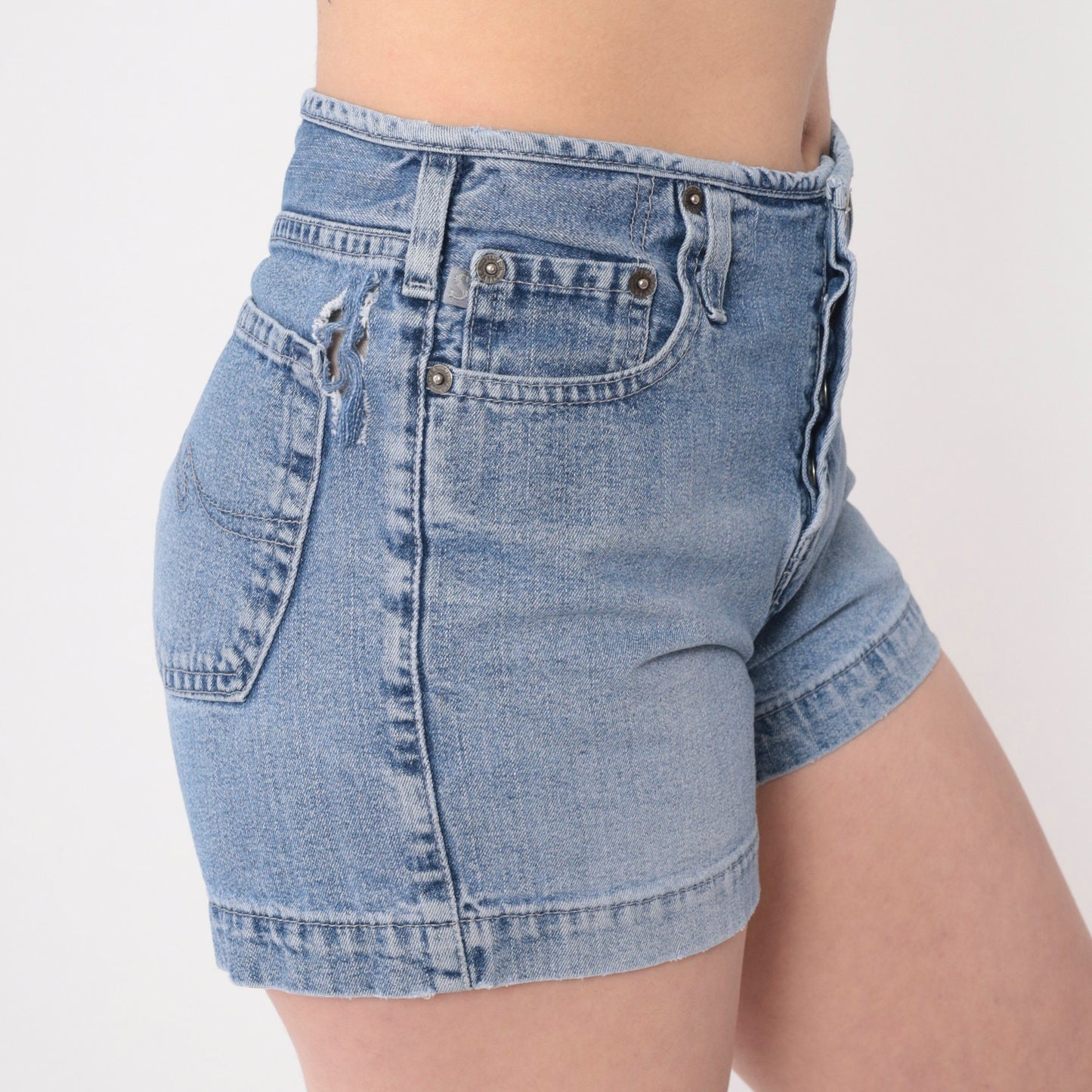 Y2K Silver Jeans Blue Denim Shorts Mid Rise Small 27