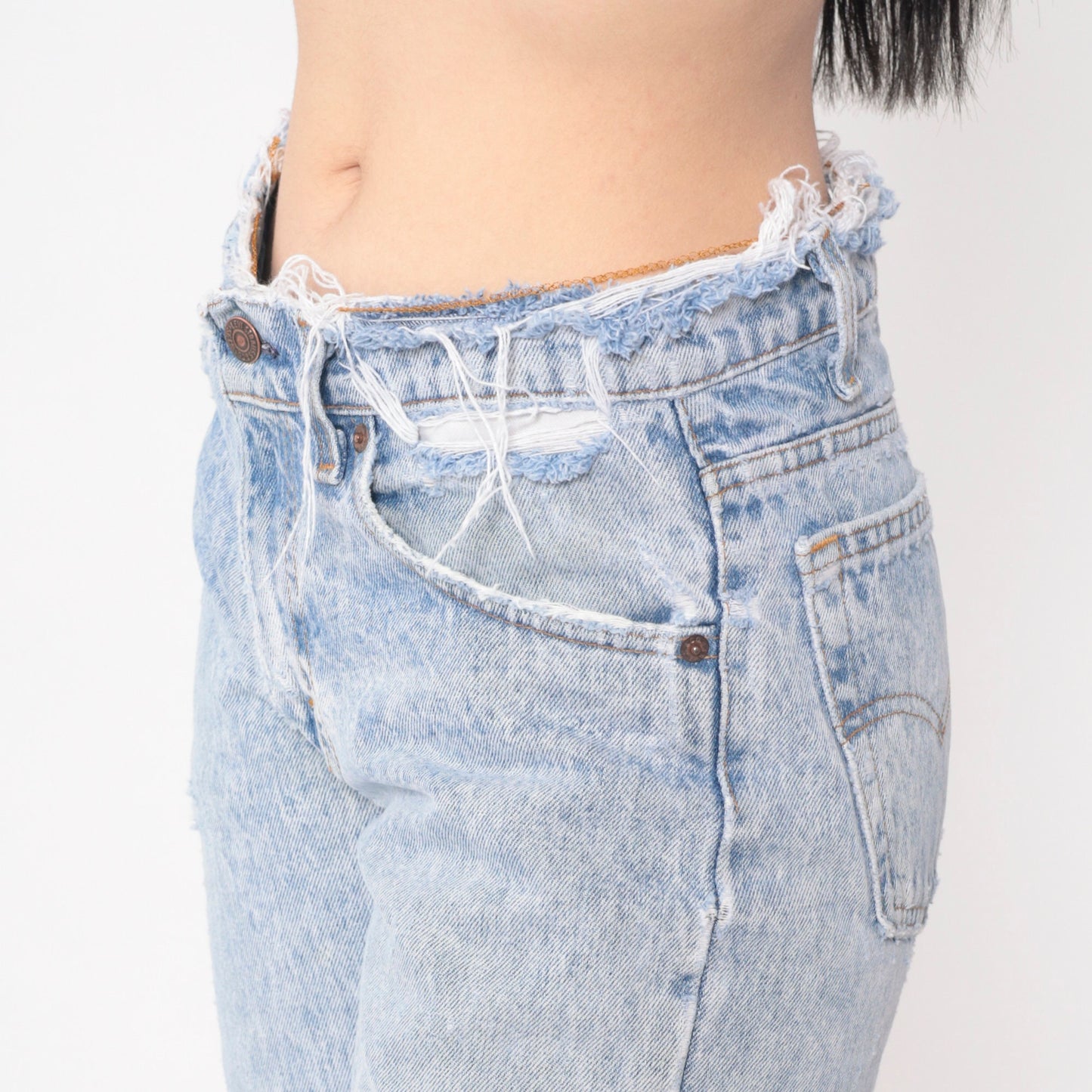 80s Levi's Acid Wash Distressed Slim Straight Jeans Small