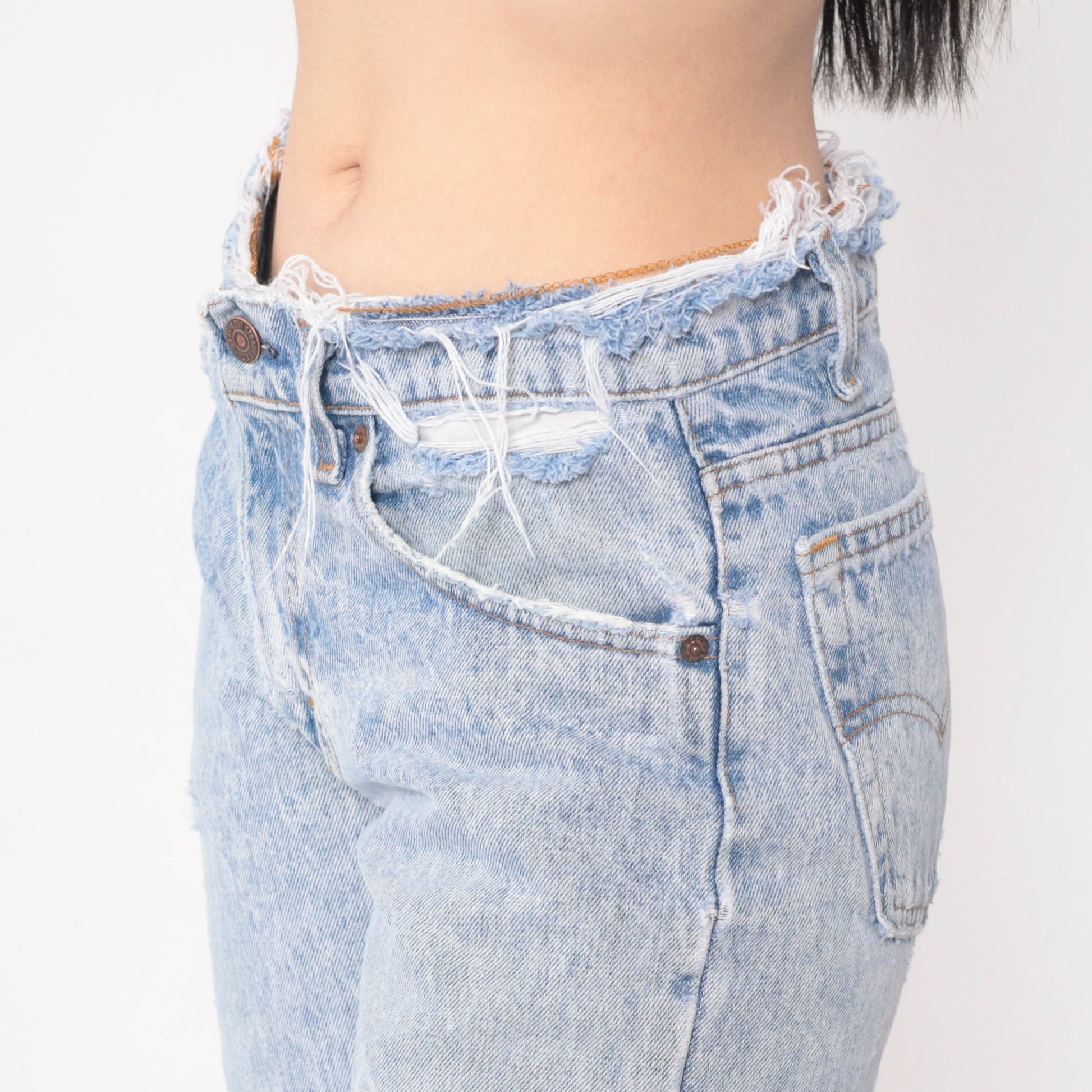 80s Levi's Acid Wash Distressed Slim Straight Jeans Small