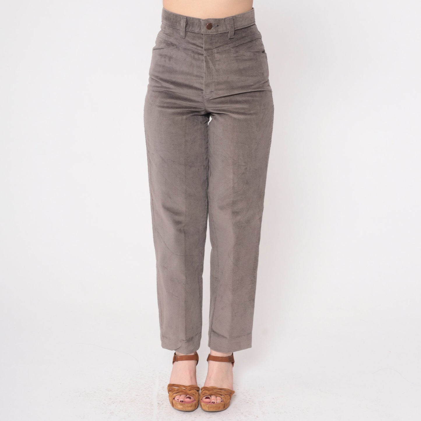 80s Grey High-Waisted Straight Leg Trousers Extra Small XS