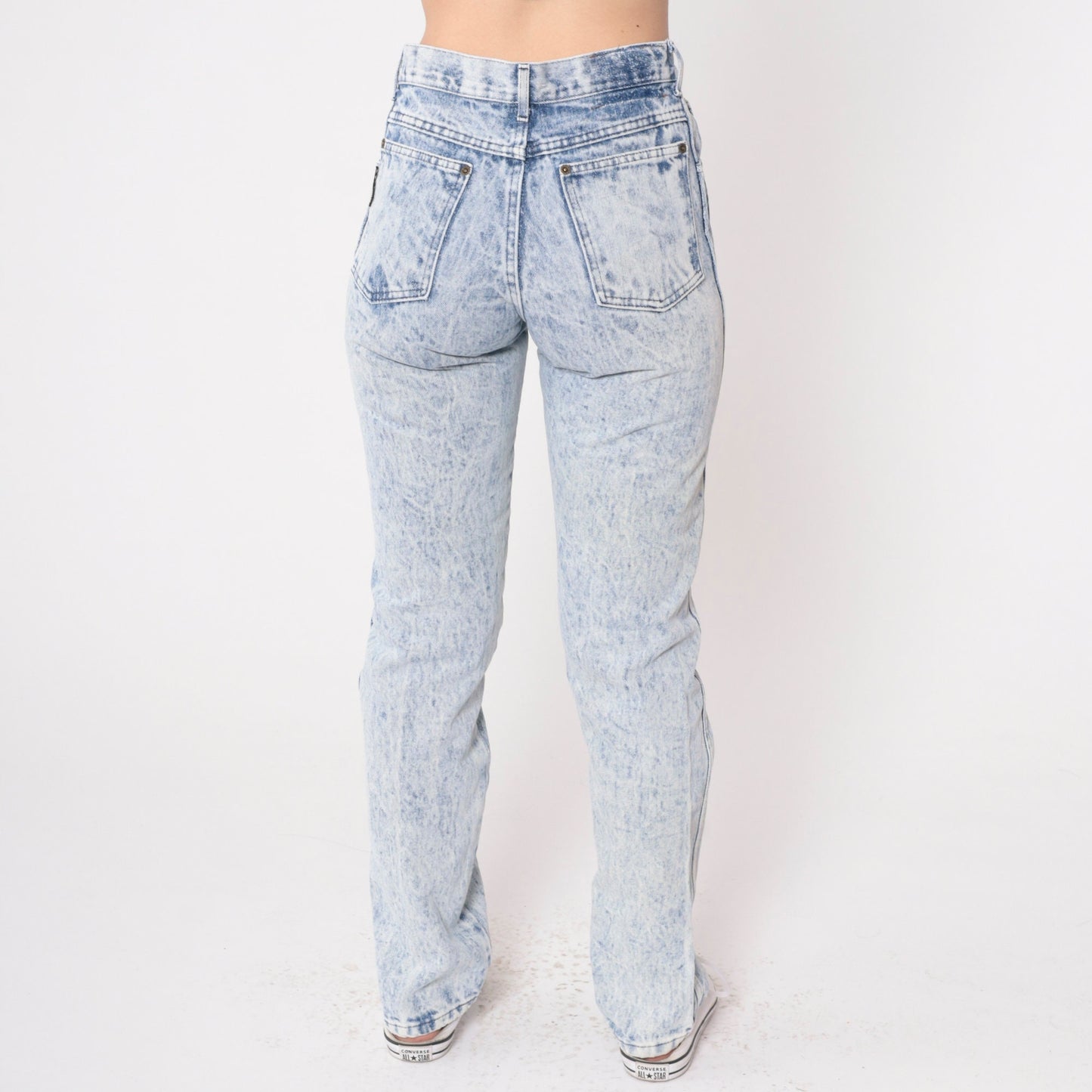 80s Acid Wash High Waist Tapered Jeans Blue Denim Small