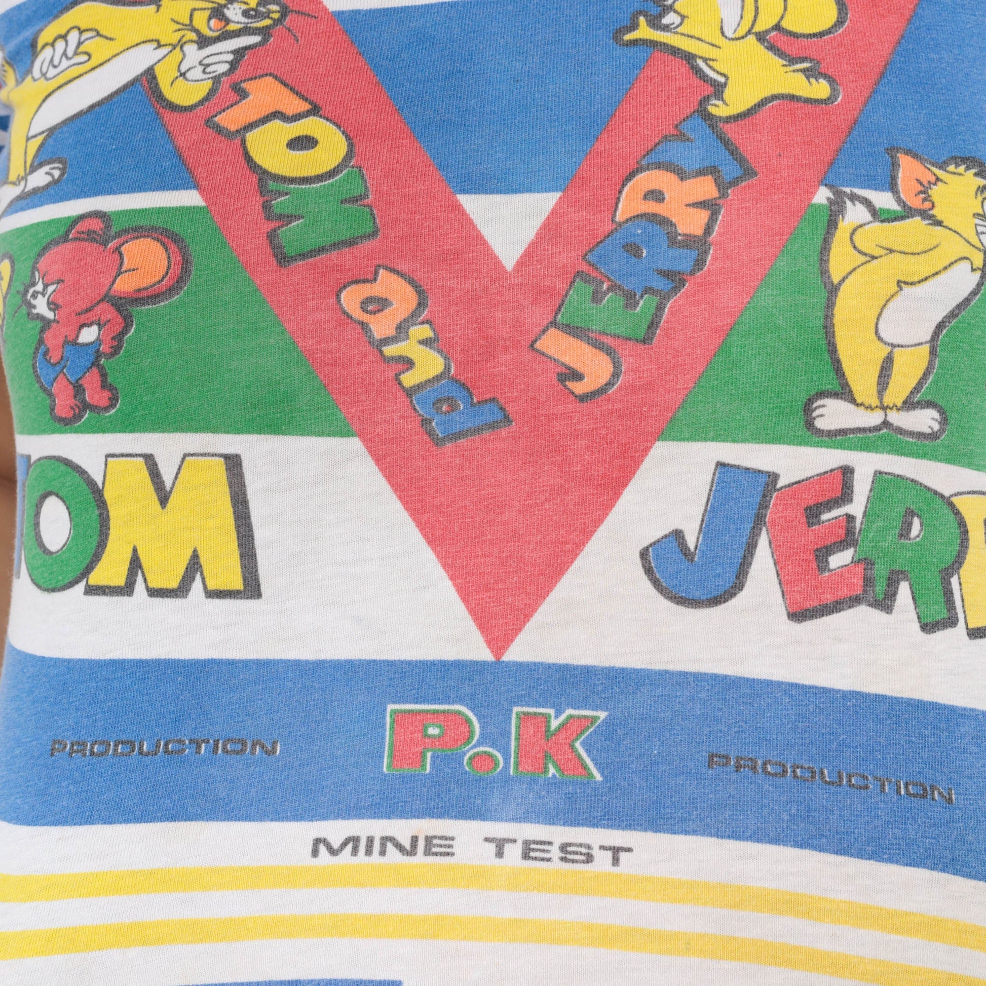 80s Tom and Jerry Polo Shirt Graphic Kids Crop Top 2XS