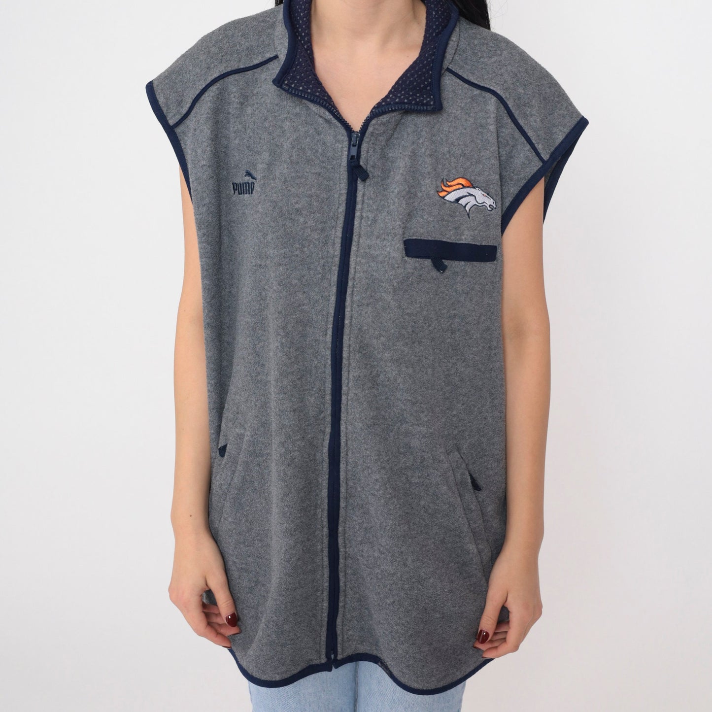 00s Puma San Diego Chargers NFL Fleece Vest Grey Zip Up Extra Large XL