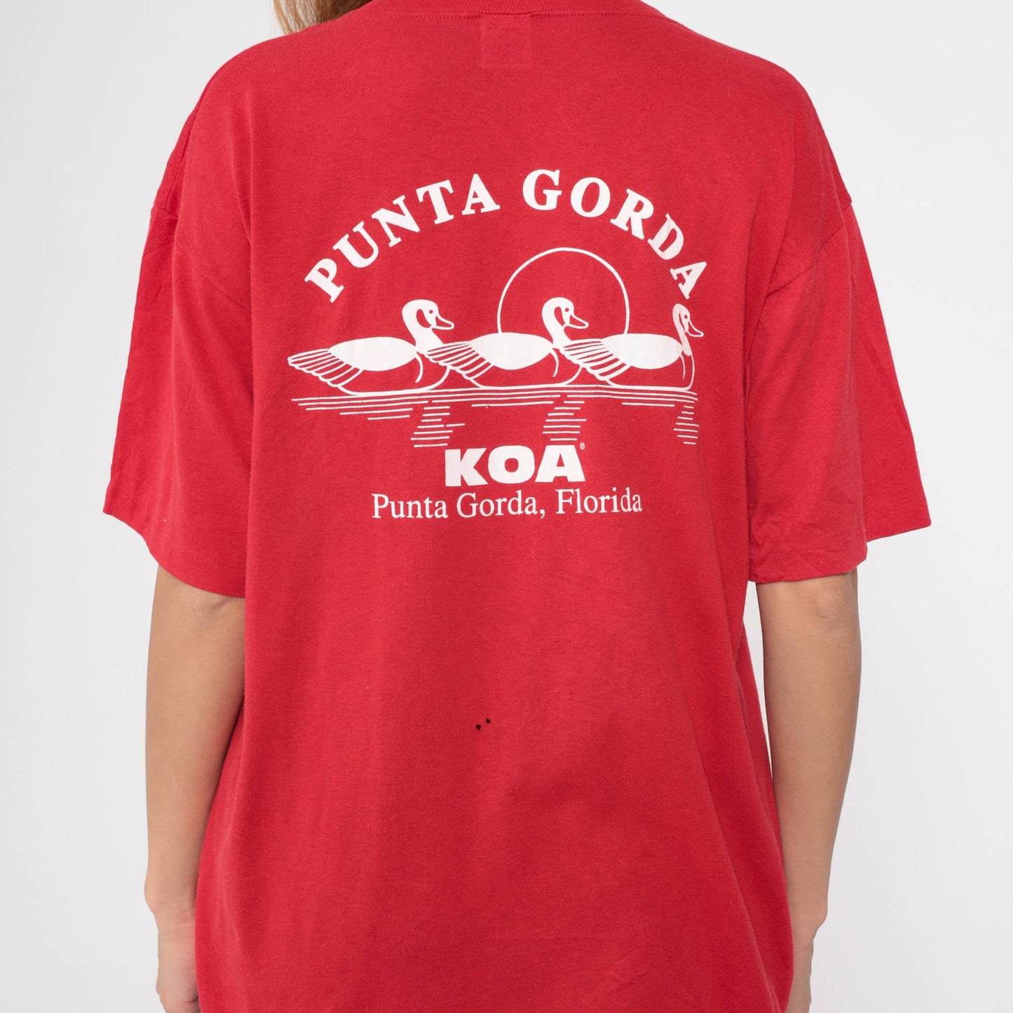 90s Punta Gorda KOA Campground Graphic T-Shirt Red Cotton Extra Large XXL