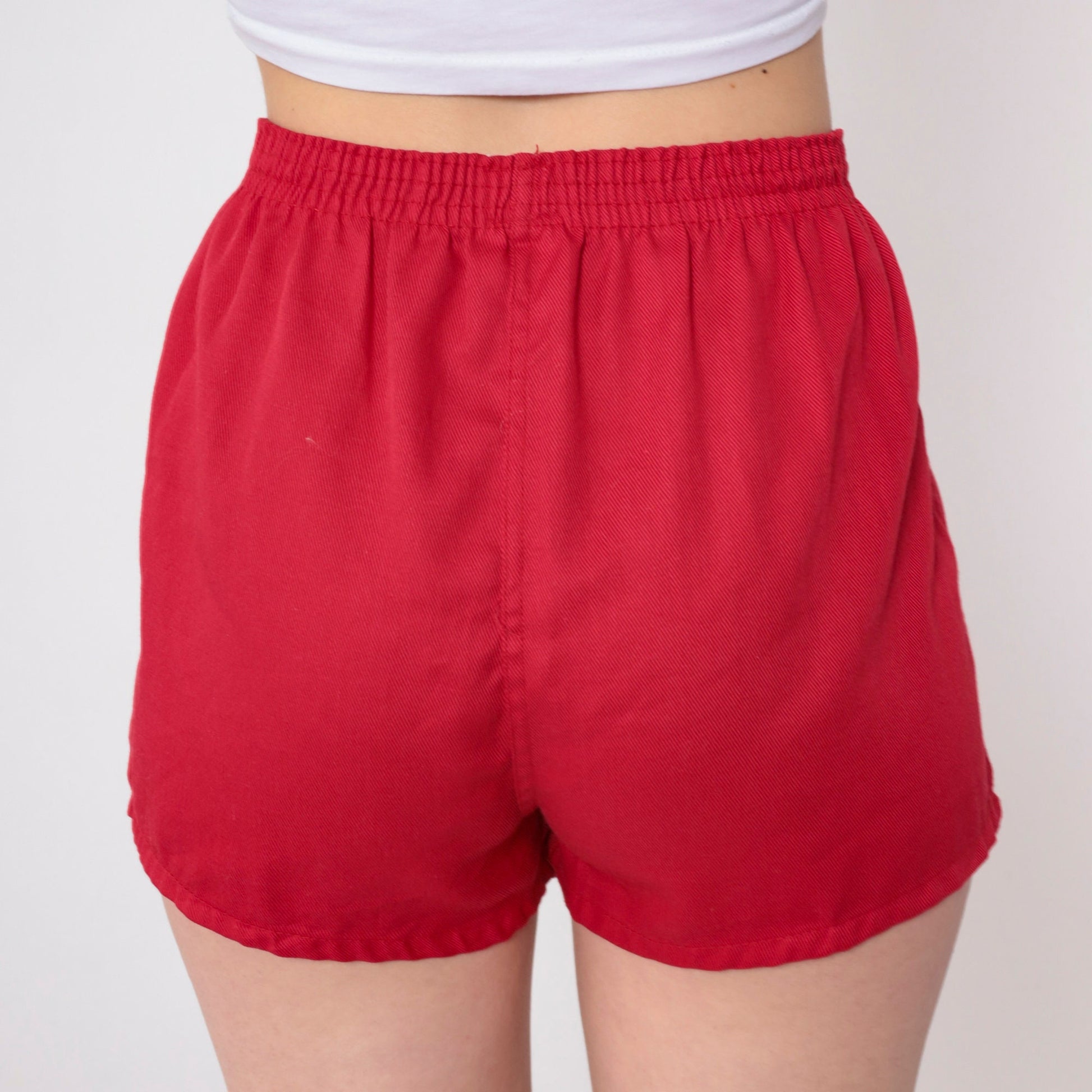 80s La Salle High School PE Red Gym Shorts Elastic Waist XS