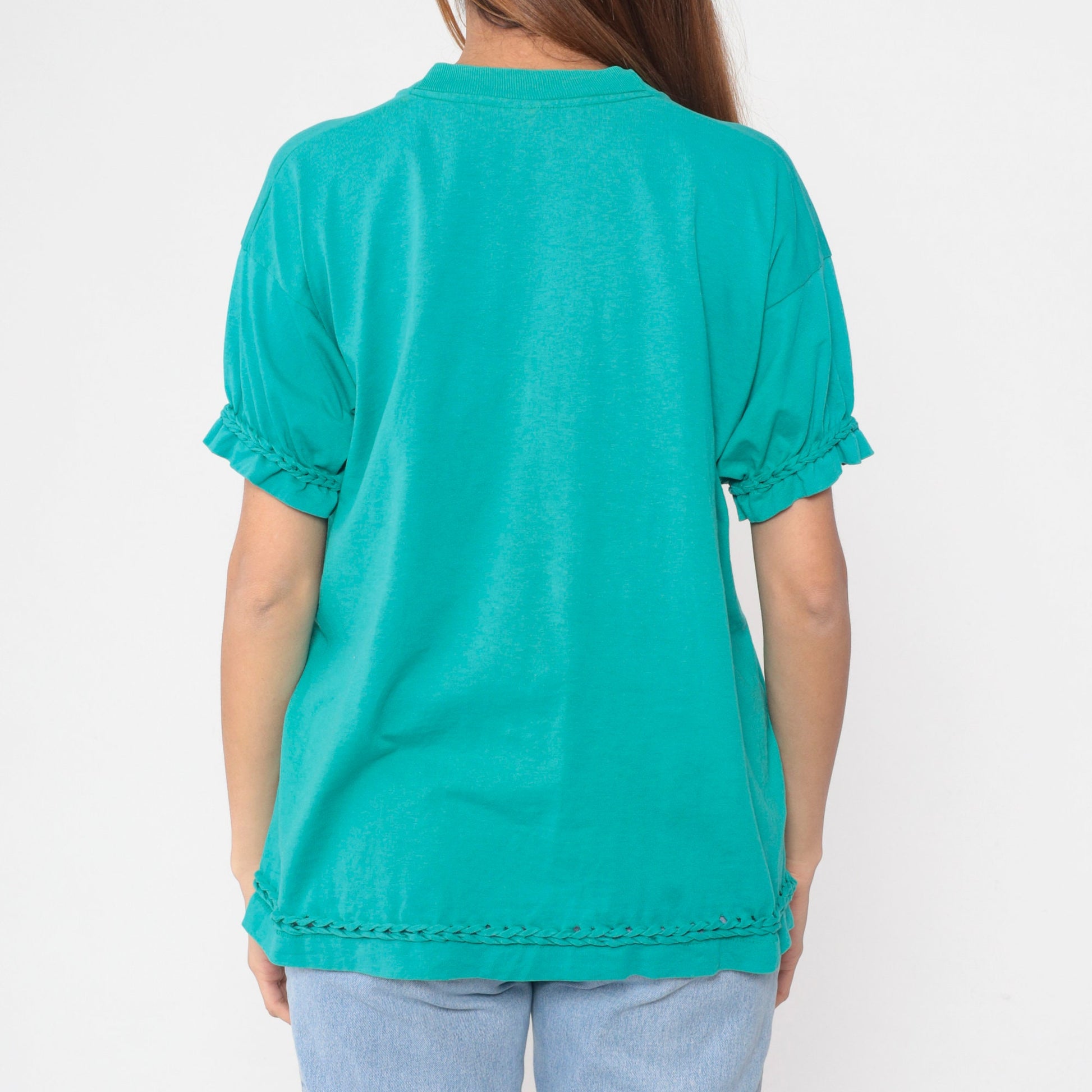 90s Bears in Love Ice Cream Graphic T-Shirt Teal Braided Trim Extra Large XL