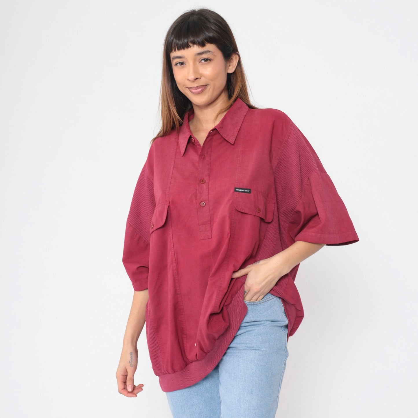 Members Only 80s Red Polo Shirt Banded Hem Short Sleeve XXL