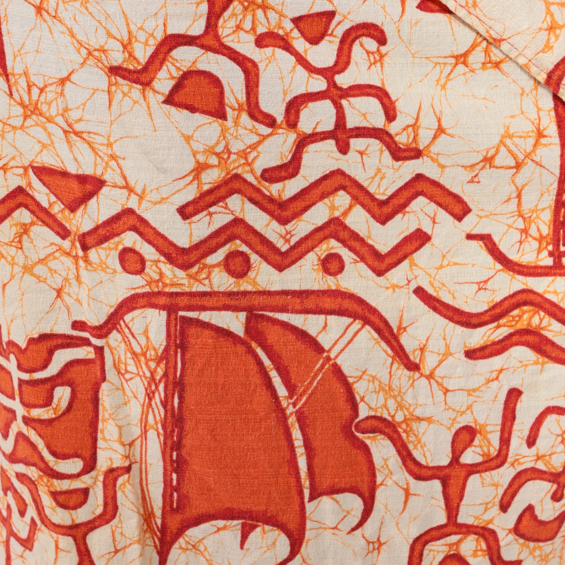 80s Wrap Mini Skirt Tie Dye Petroglyph Print Orange Cream Cotton Small