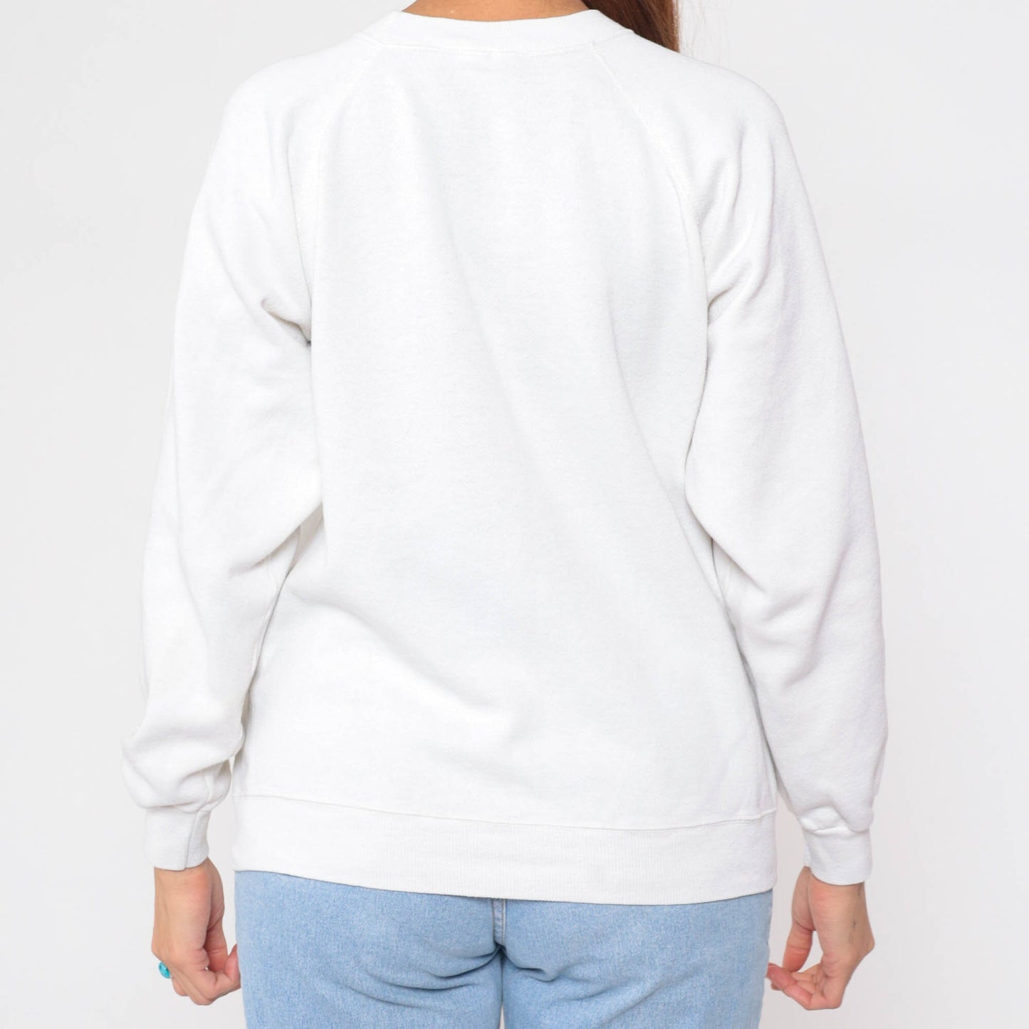 90s Seashell Starfish Sweatshirt White Ocean Graphic Raglan Crewneck Medium