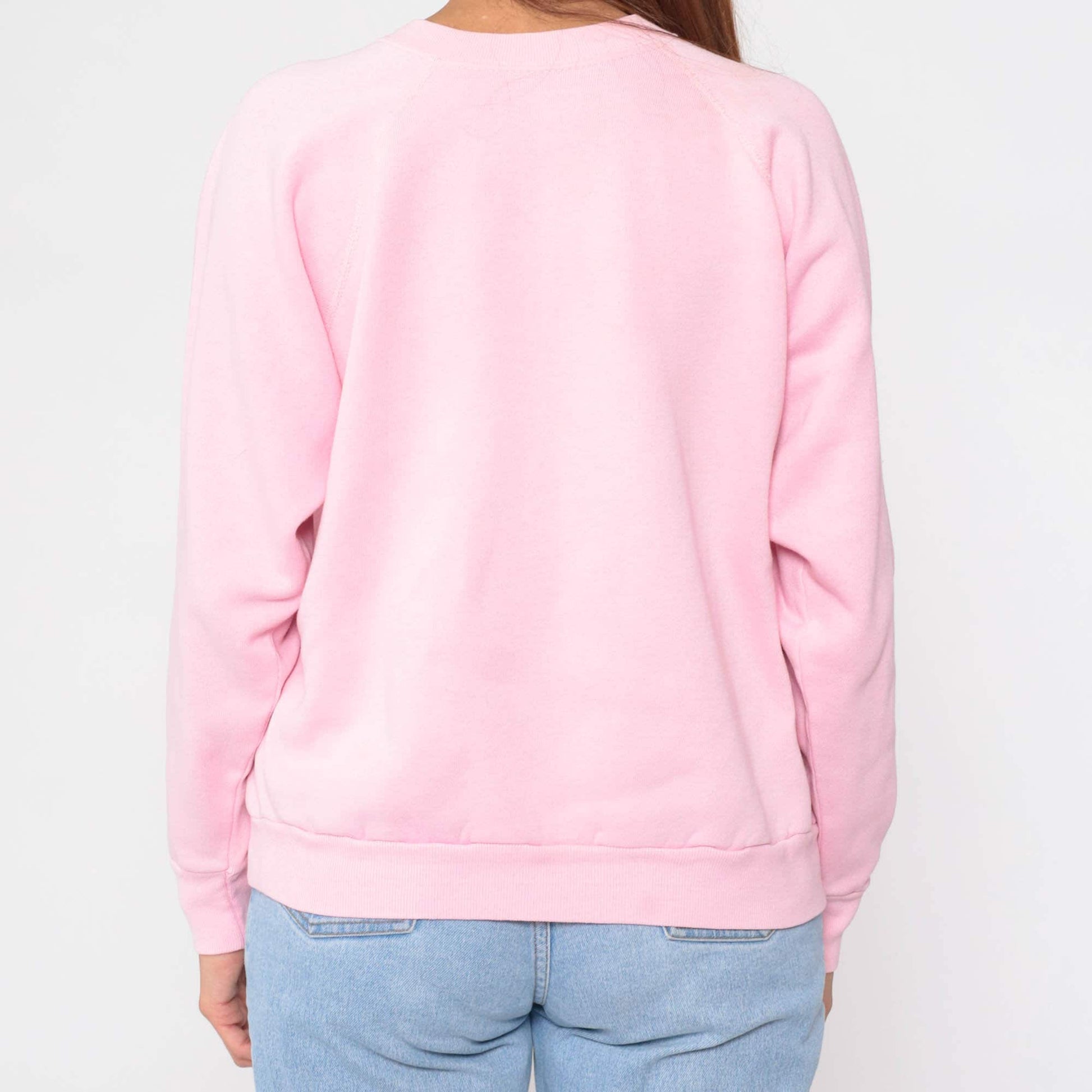 80s Tultex Geometric Star Sweatshirt Baby Pink Painted Crewneck Large L