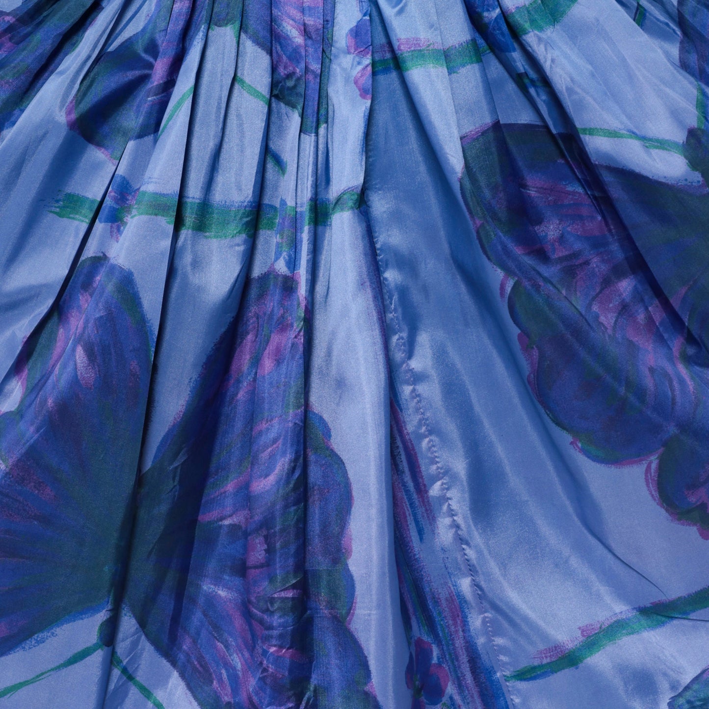 60s Butterfly Print Shirtwaist Dress Purple Blue Knee-Length Small
