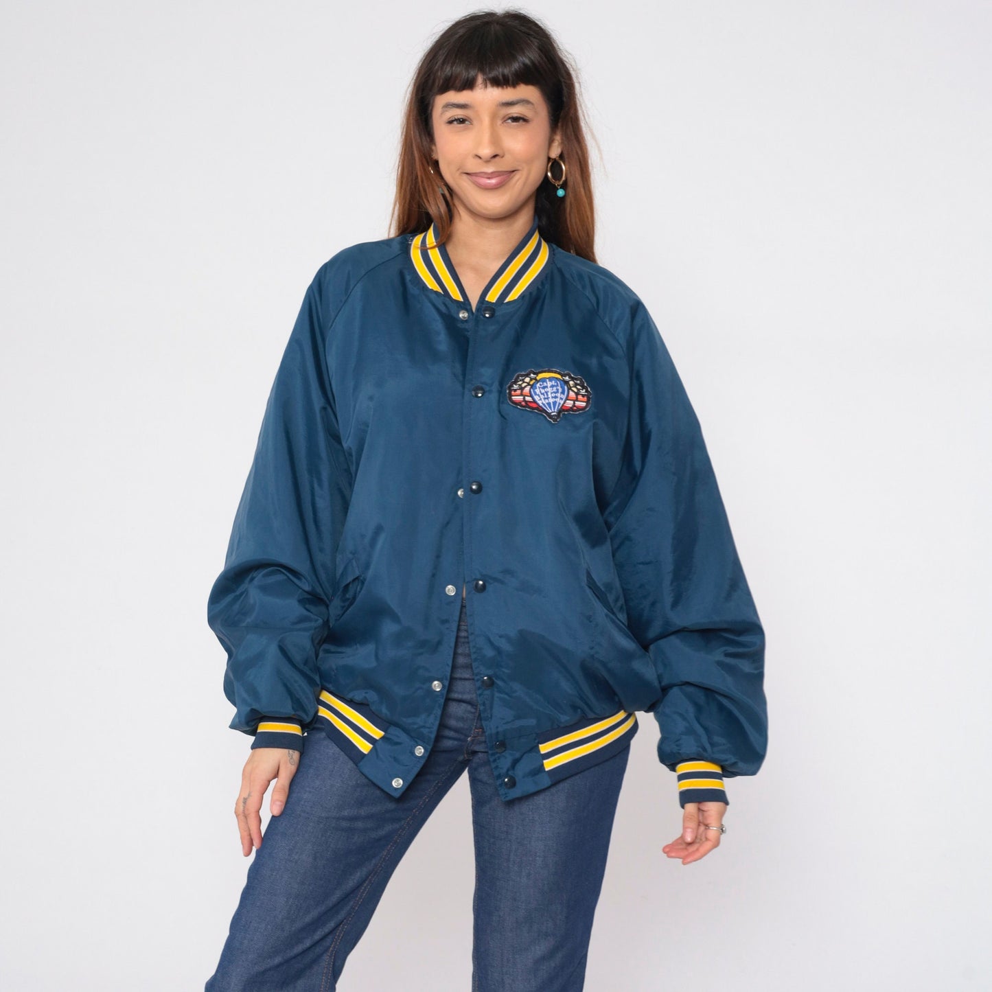 80s Capt Phoggs Balloon Platoon Bomber Jacket Blue Quilted Raglan XXL