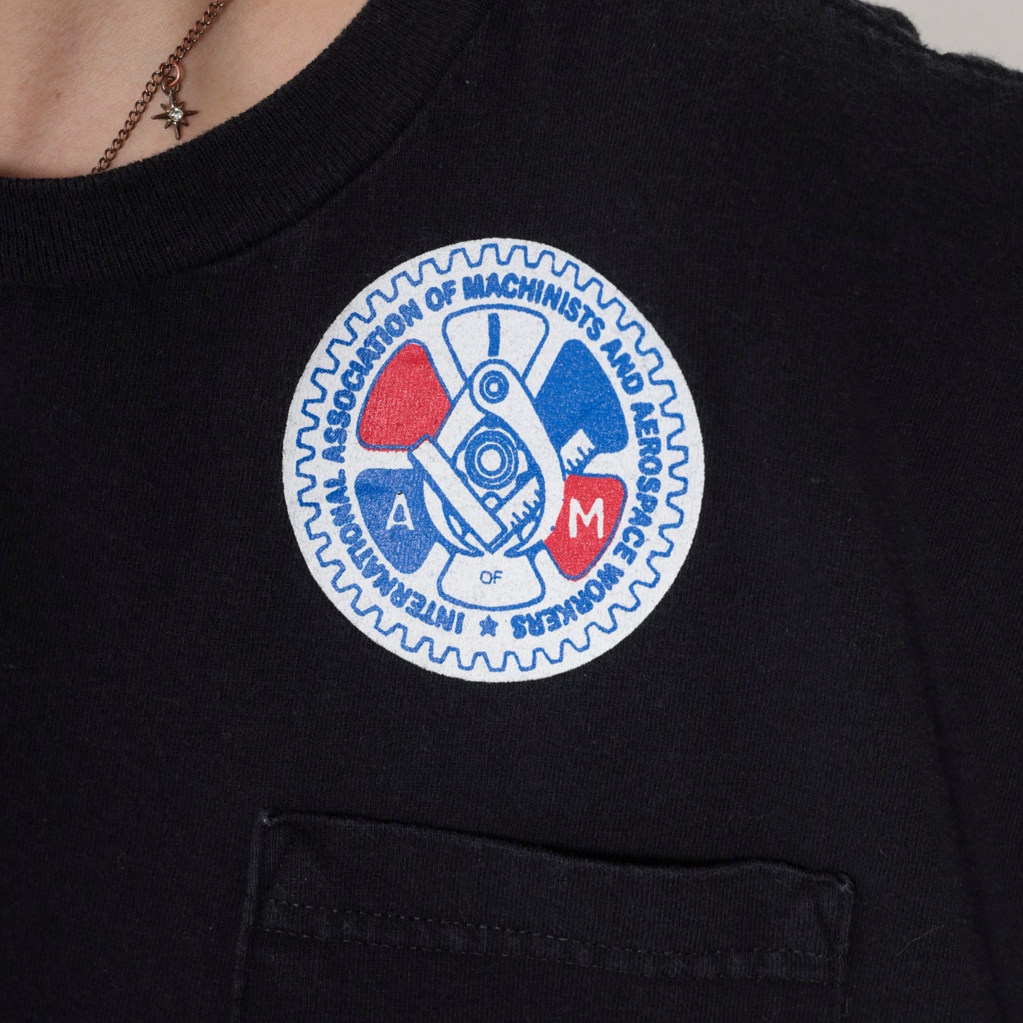 90s International Association of Machinists Aerospace Workers Graphic Tee Black Medium