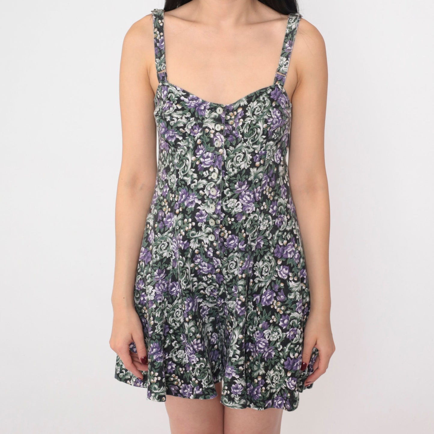 90s Energie Floral Corset Romper Sleeveless Wide Leg Cotton Medium