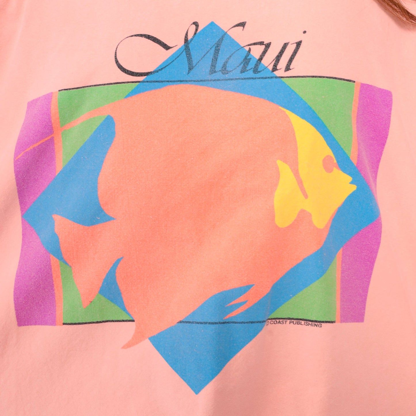 90s Crazy Shirts Maui Tropical Fish Henley Sweatshirt Peach Pink Extra Large XXL