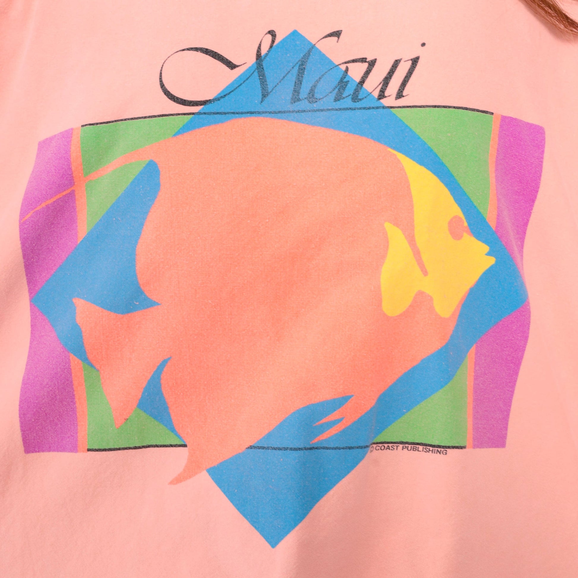 90s Crazy Shirts Maui Tropical Fish Henley Sweatshirt Peach Pink Extra Large XXL
