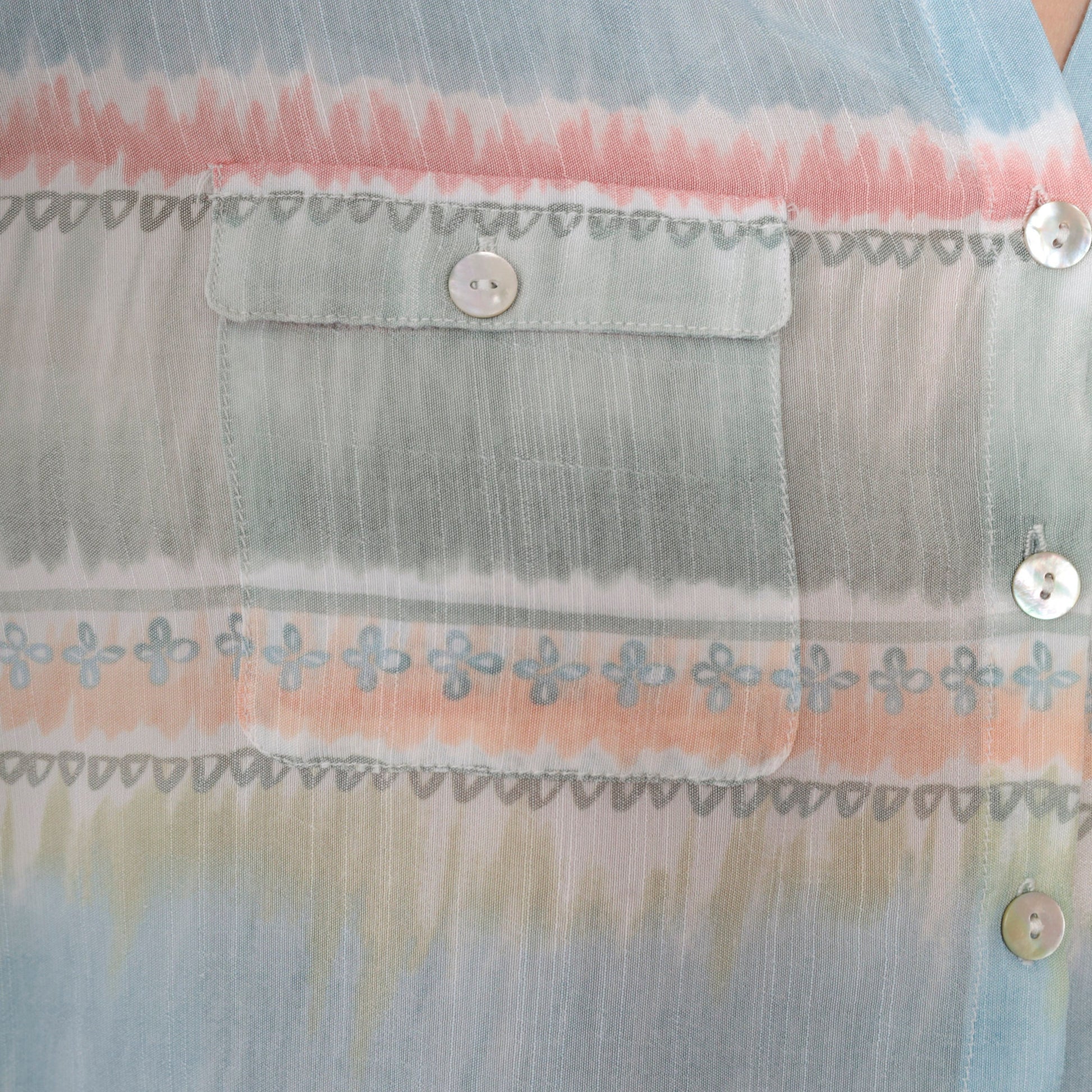 90s Alfred Dunner Striped Button-Up Blouse Muted Pastel 3/4 Sleeve Petite Large