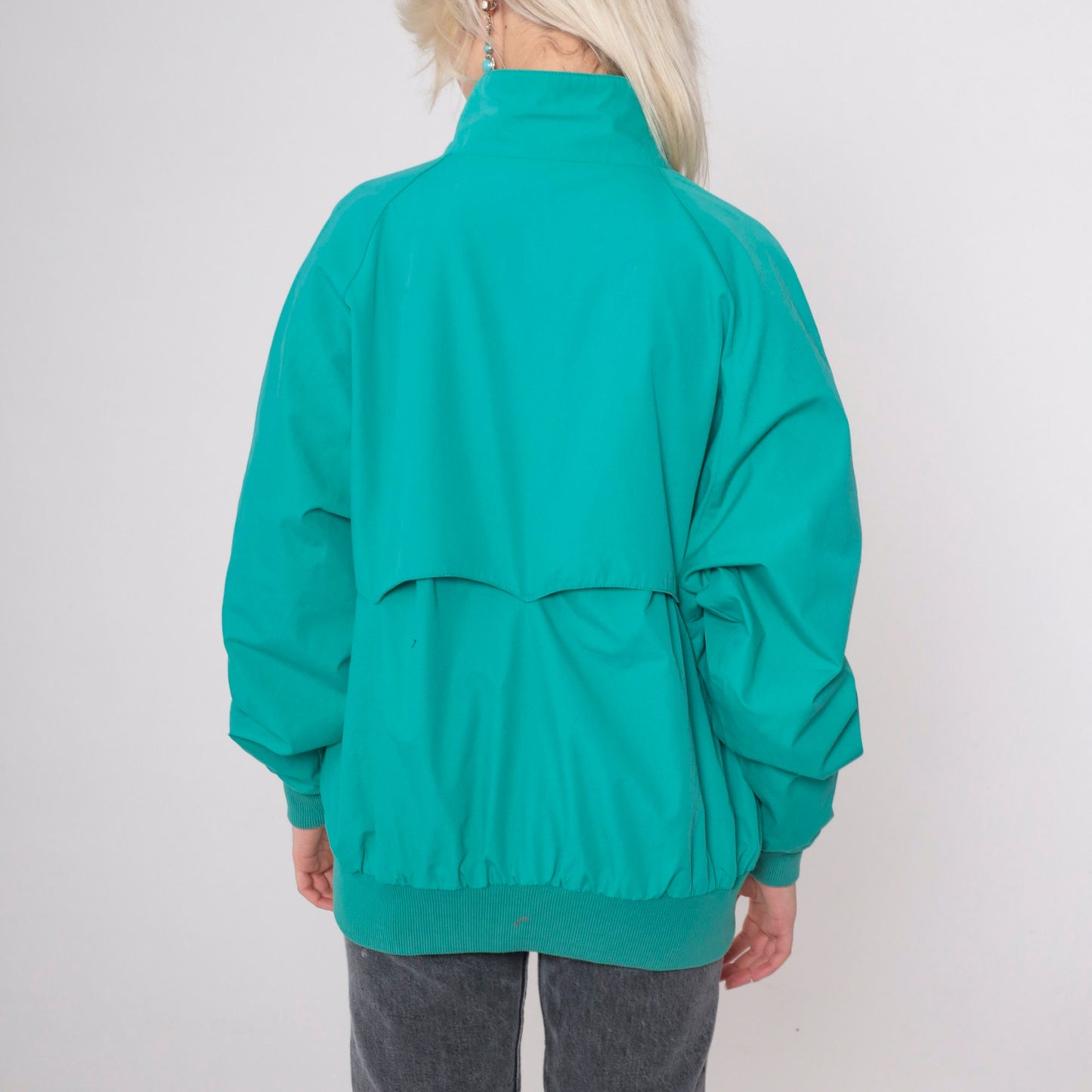 90s Field & Stream Teal Windbreaker Jacket Plaid Lined Zip Up Extra Large