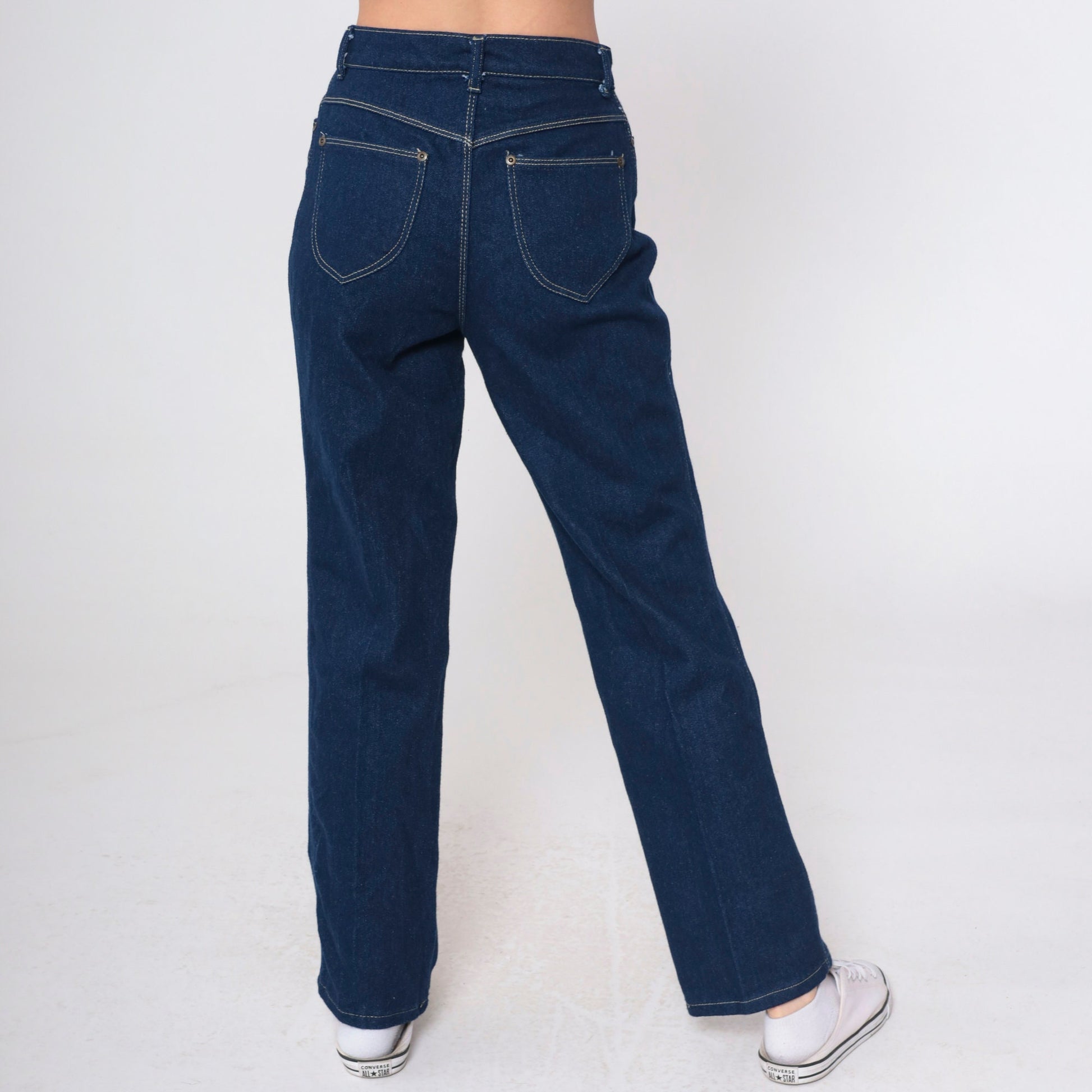 90s Dark Wash High-Rise Straight Leg Jeans Petite Small