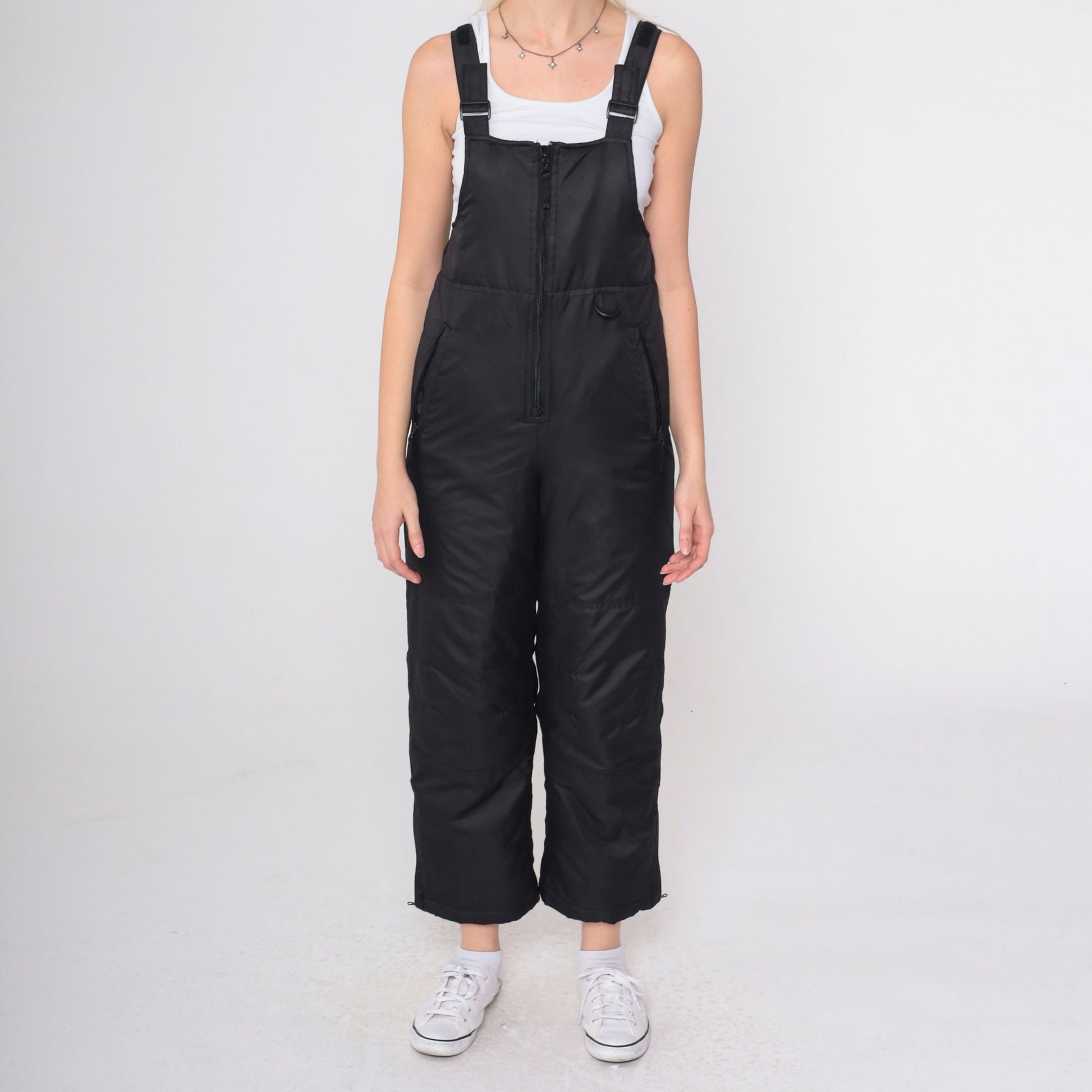 90s Athletech Black Ski Pants Suspender Straps Youth Large