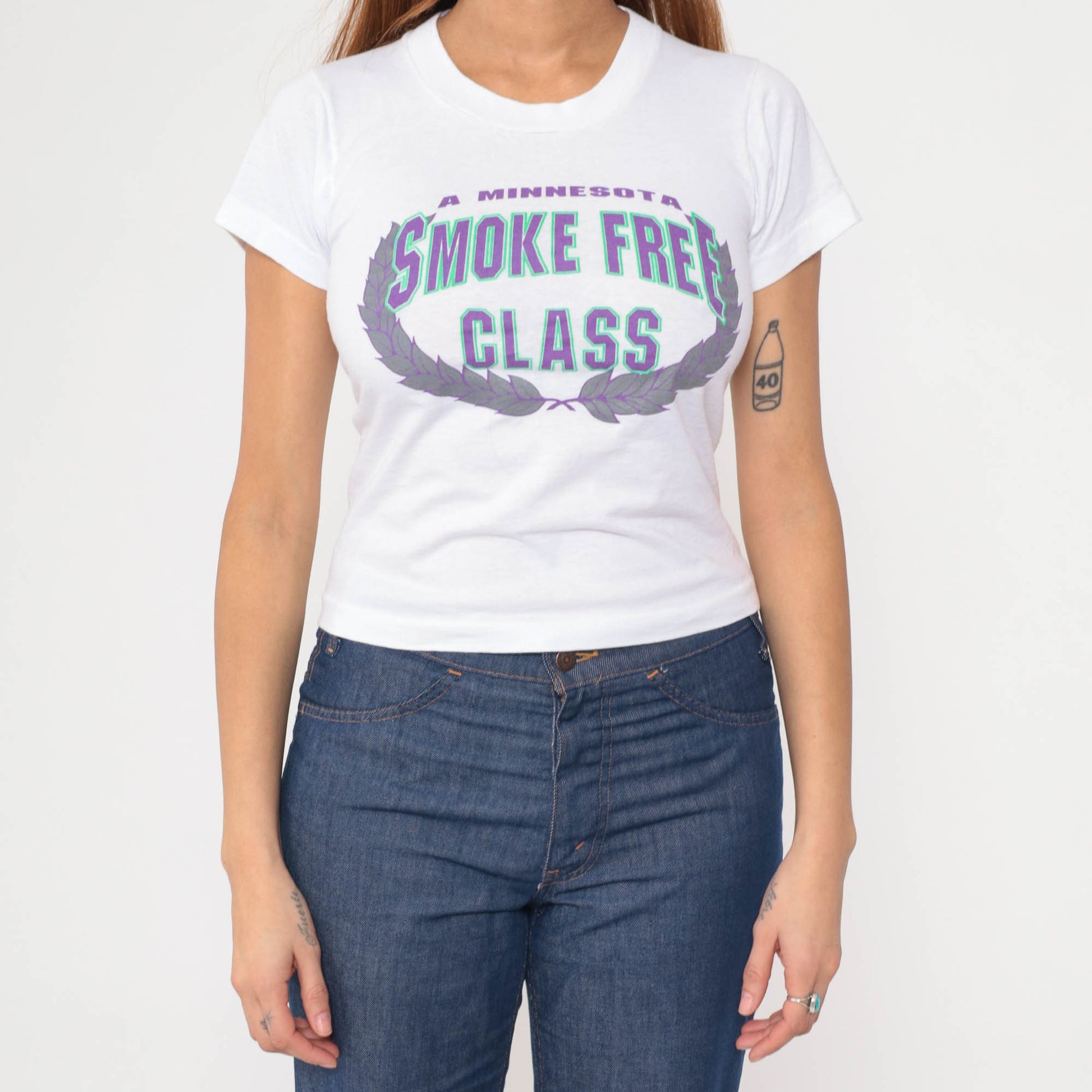 90s Minnesota Smoke Free Class Graphic T-Shirt White Single Stitch XXS
