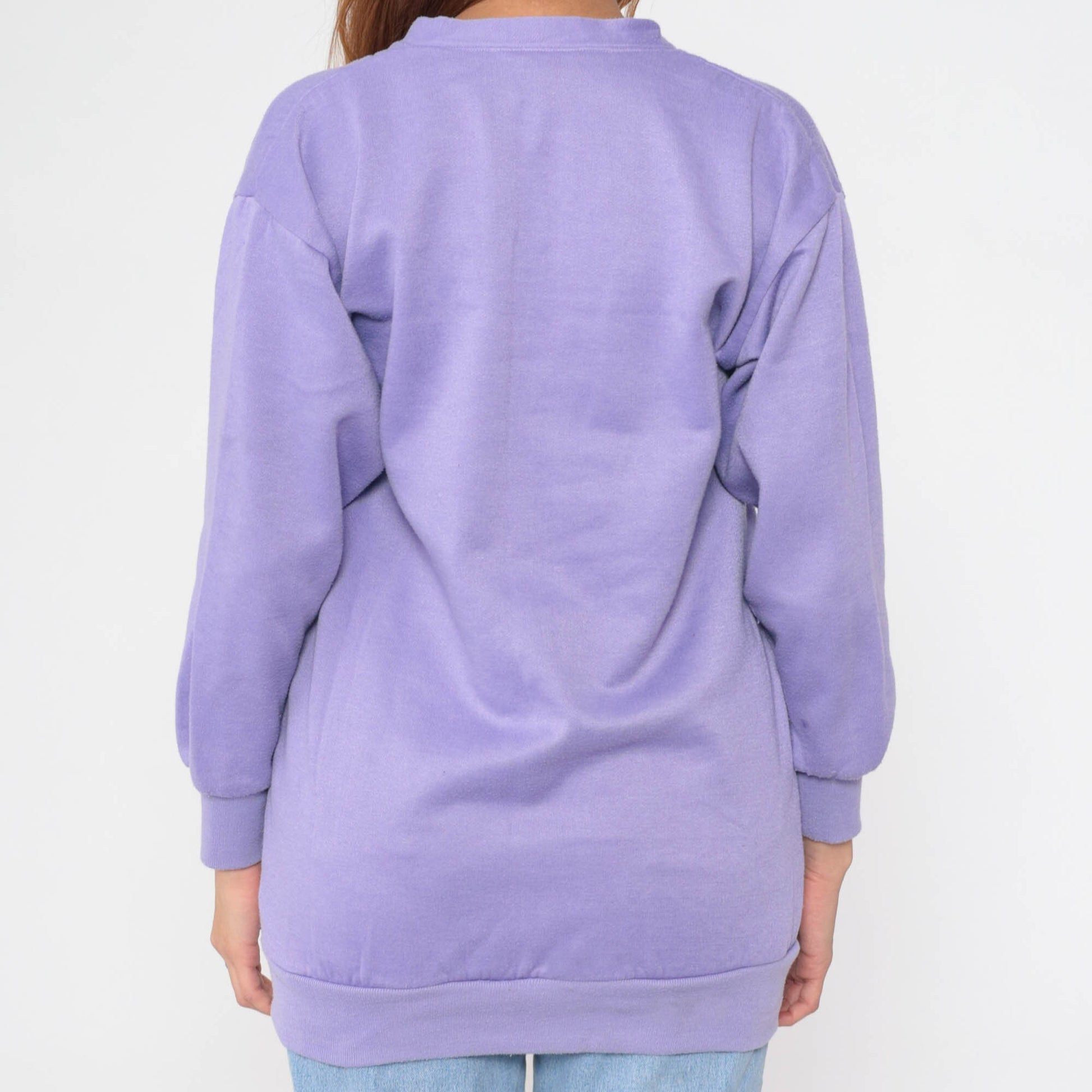 90s Lavender Cardigan Sweatshirt Snap Button V-Neck Slouchy Small