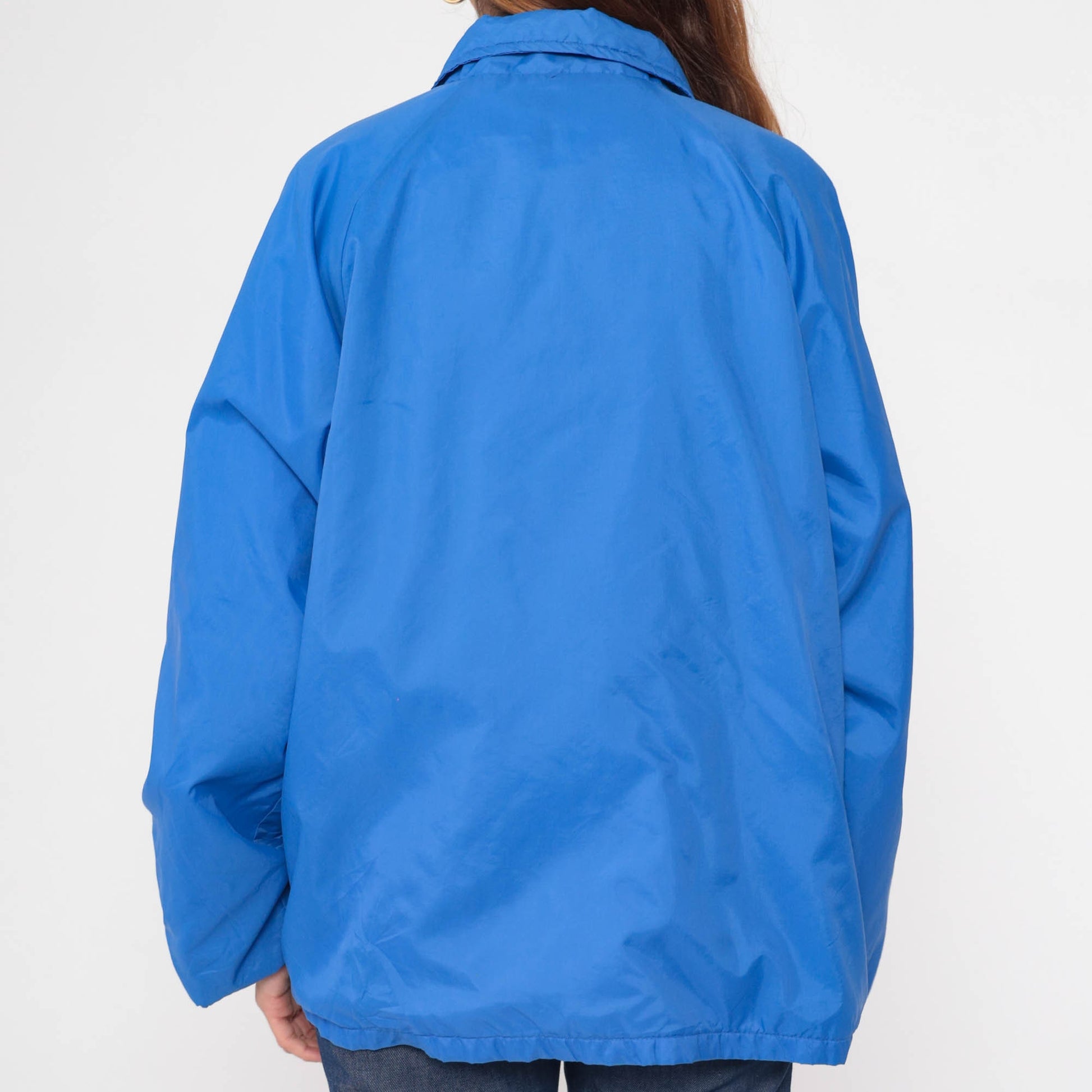 80s Nortex Perforating Company Armadillo Snap Windbreaker Blue Jacket Men's Large