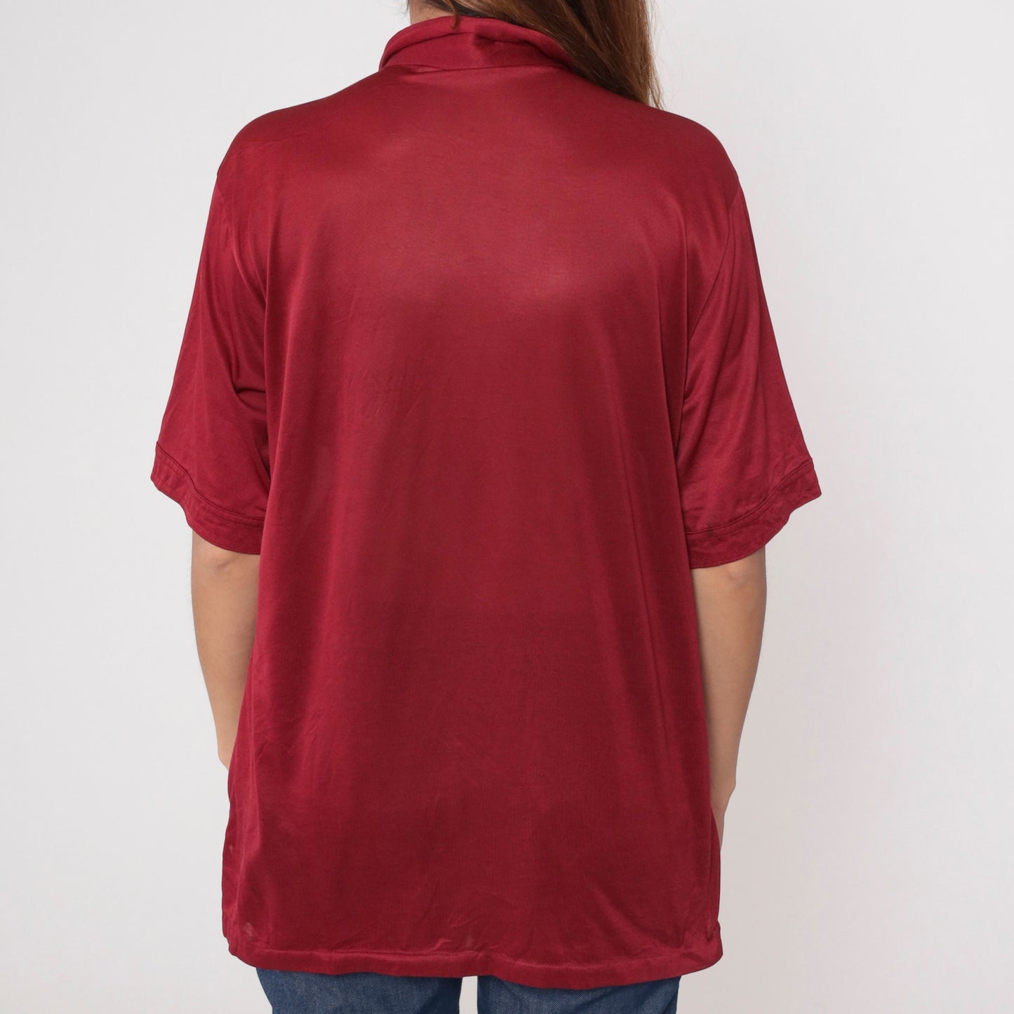 80s Aeolian Yacht Club Polo Shirt Alameda California Embroidered Dark Red Large