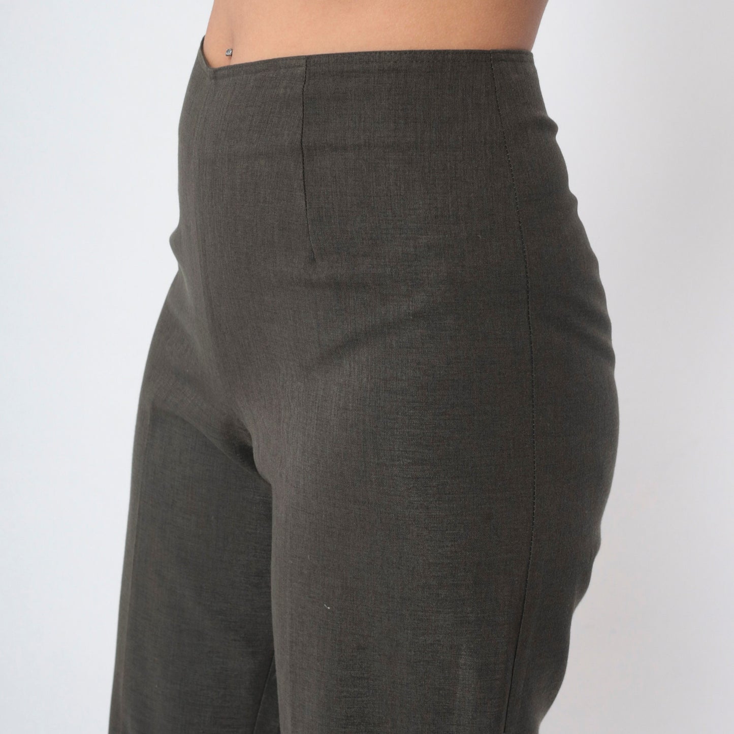 90s Dark Grey High-Waisted Tapered Trousers Small