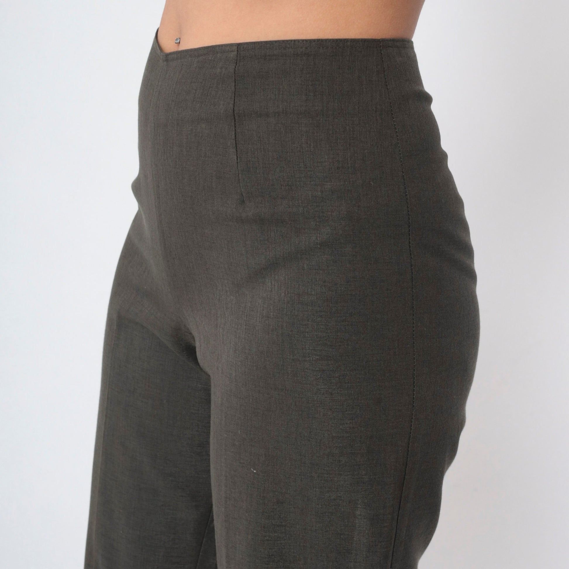 90s Dark Grey High-Waisted Tapered Trousers Small